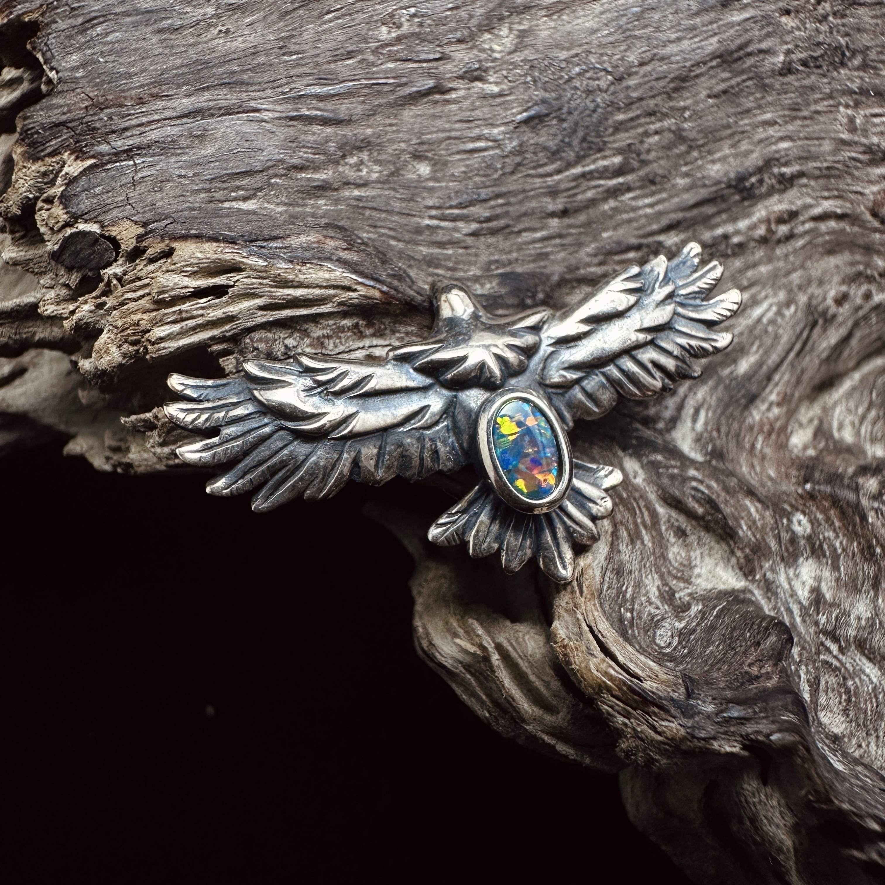 Black Venom Jewelry- Freedom & Prayer 3cm Head Eagle with Australian Opal