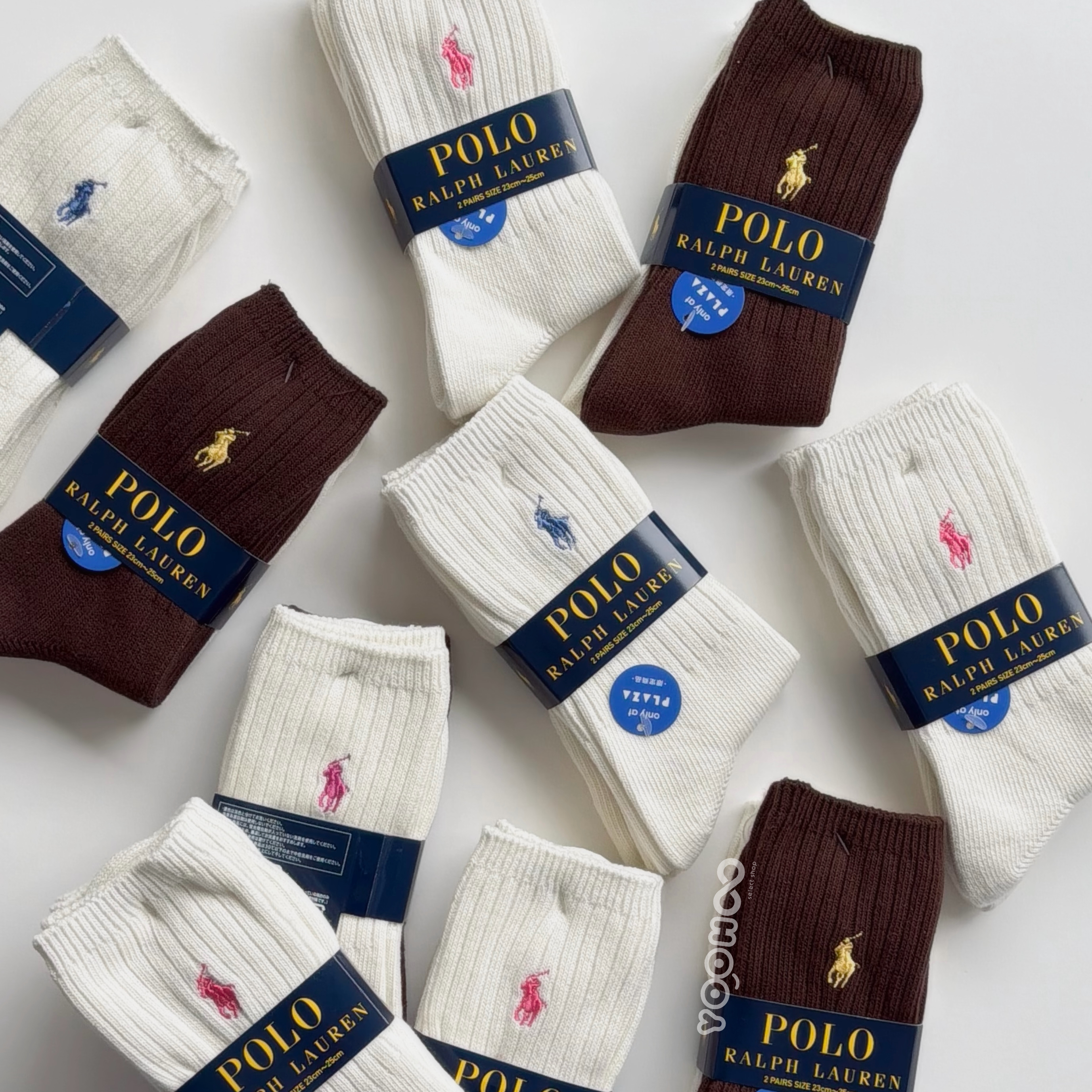 預購┃日本店鋪限定 POLO RALPH LAUREN SOCKS 長襪 羅紋 刺繡 兩雙一組 咖啡色 米色