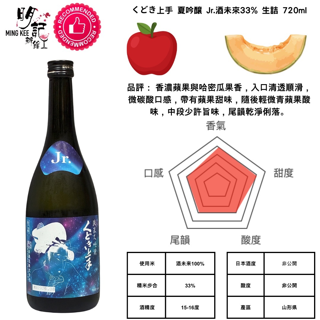 くどき上手 夏吟釀 Jr.酒未來33% 生詰 720ml
