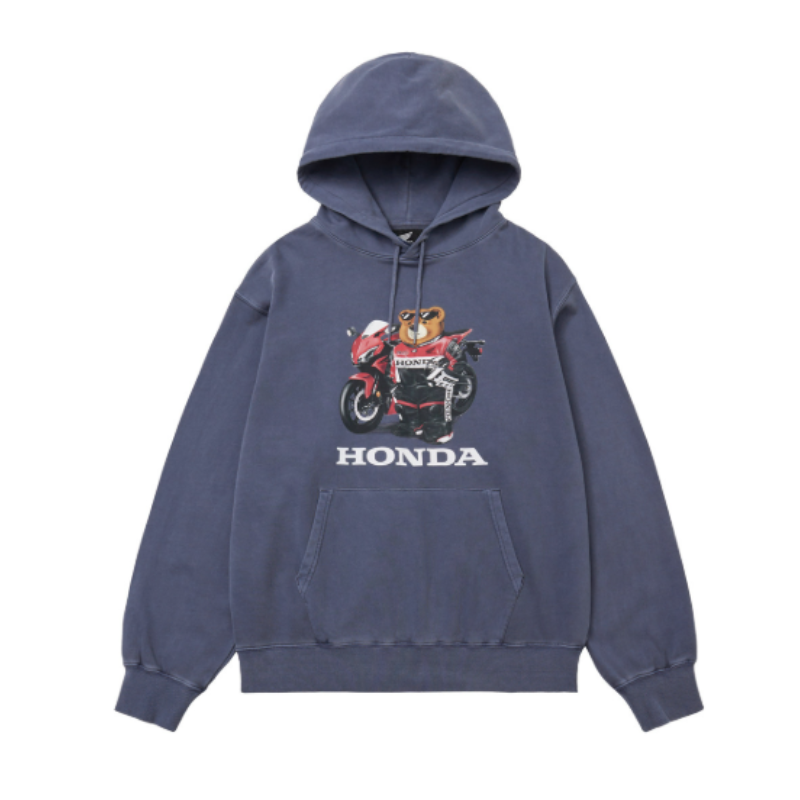 【代購】PHYPS MOTORCYCLE Pigment Racing Bear Hoodie Pink｜復古熊熊賽車連帽上衣