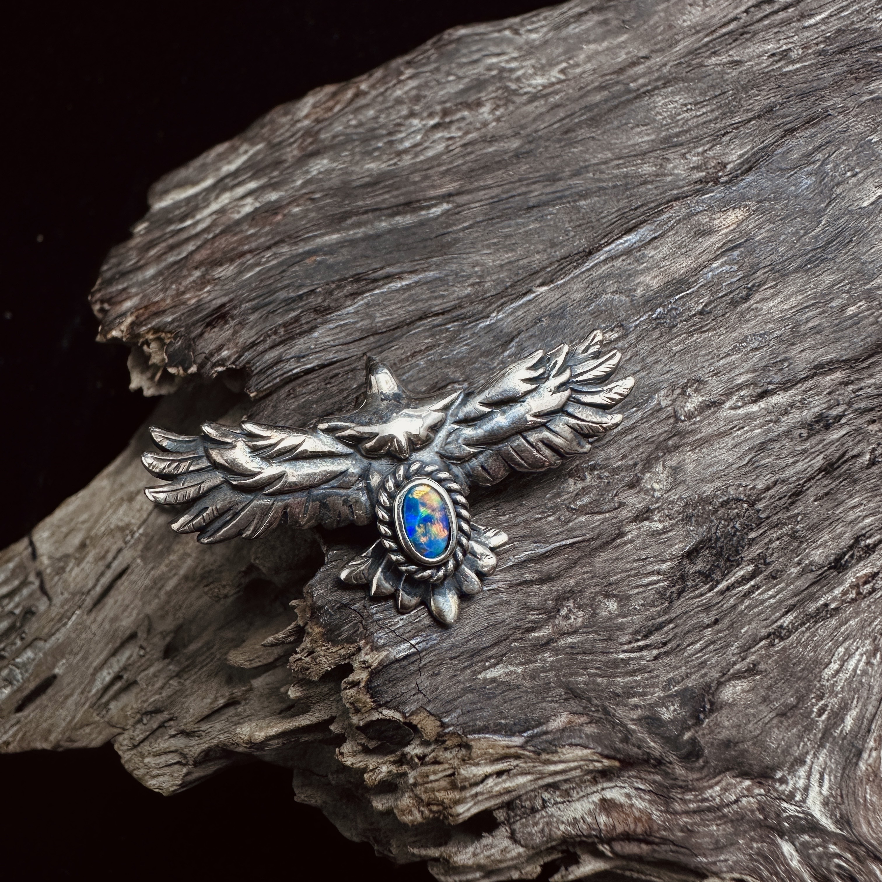 Black Venom Jewelry- Freedom & Prayer 4cm Head Eagle with Australian Opal