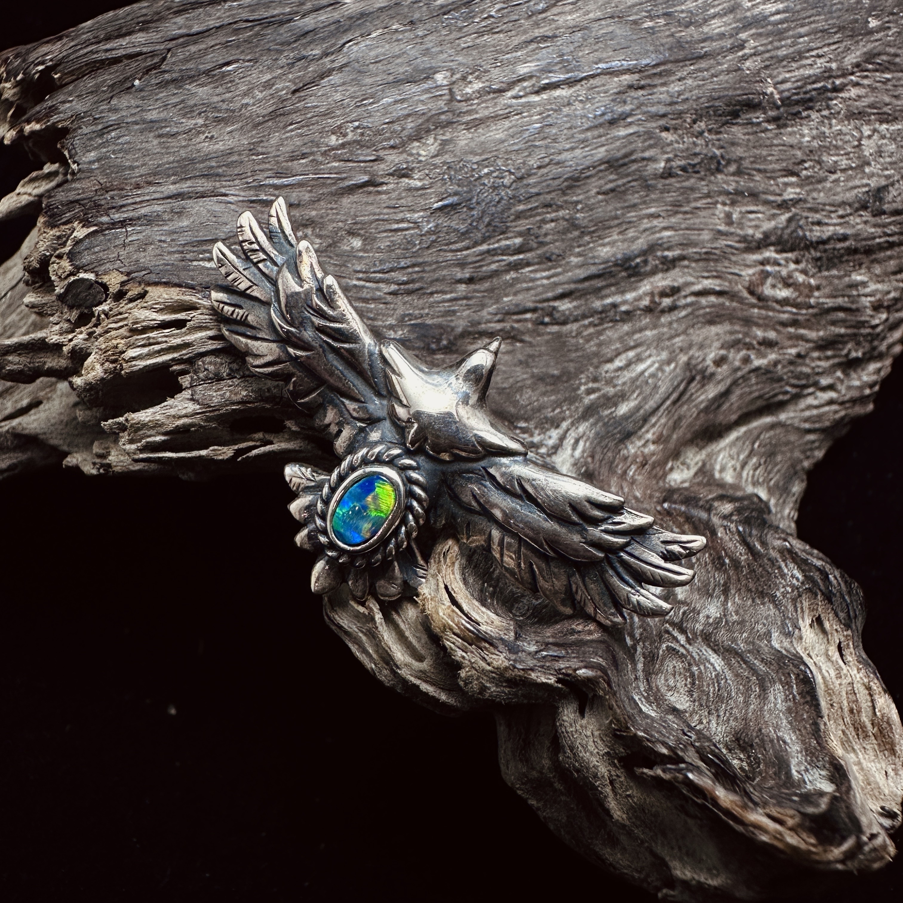 Black Venom Jewelry- Freedom & Prayer 4cm Head Eagle with Australian Opal