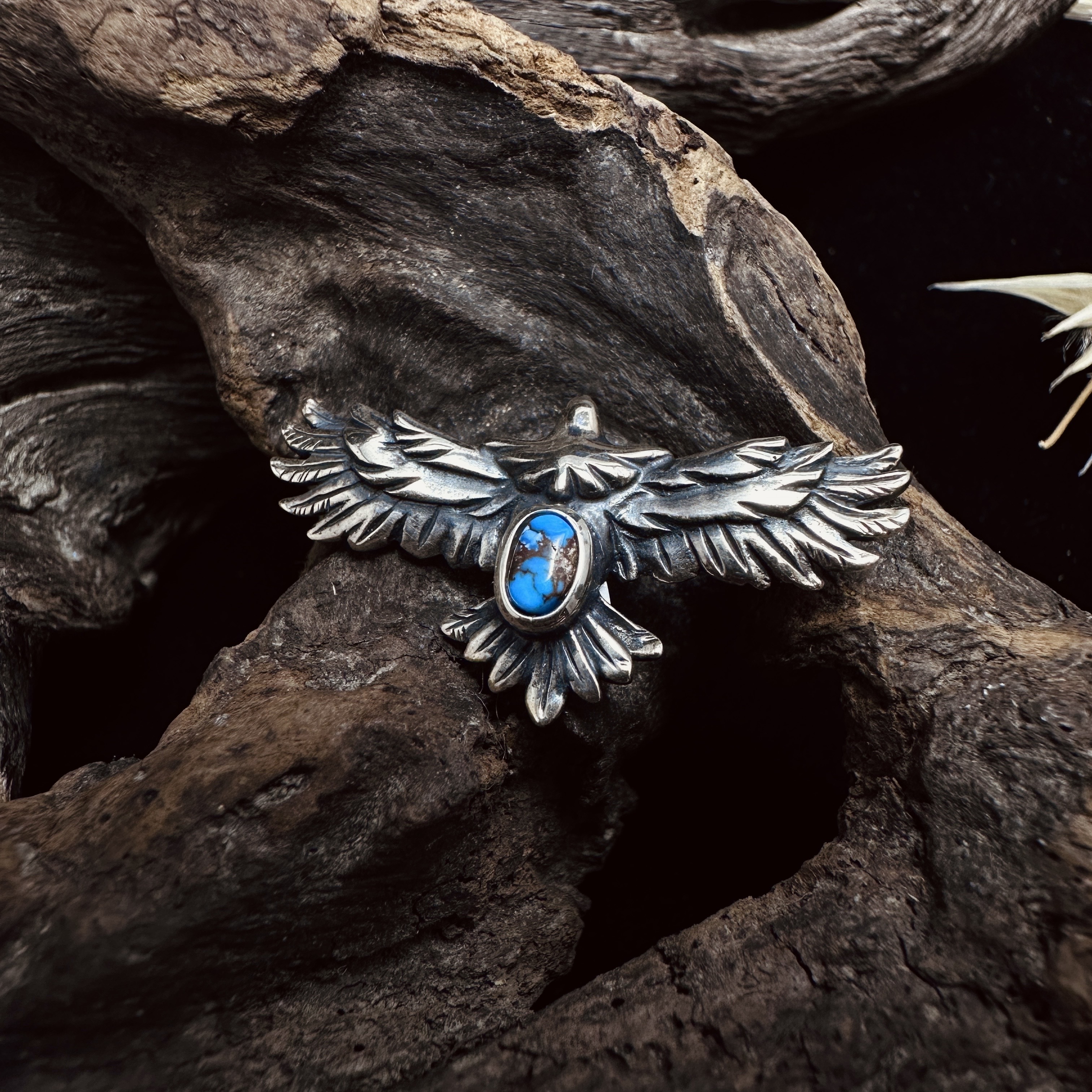 Black Venom Jewelry- Freedom & Prayer 3cm Head Eagle with Golden Hill Turquoise