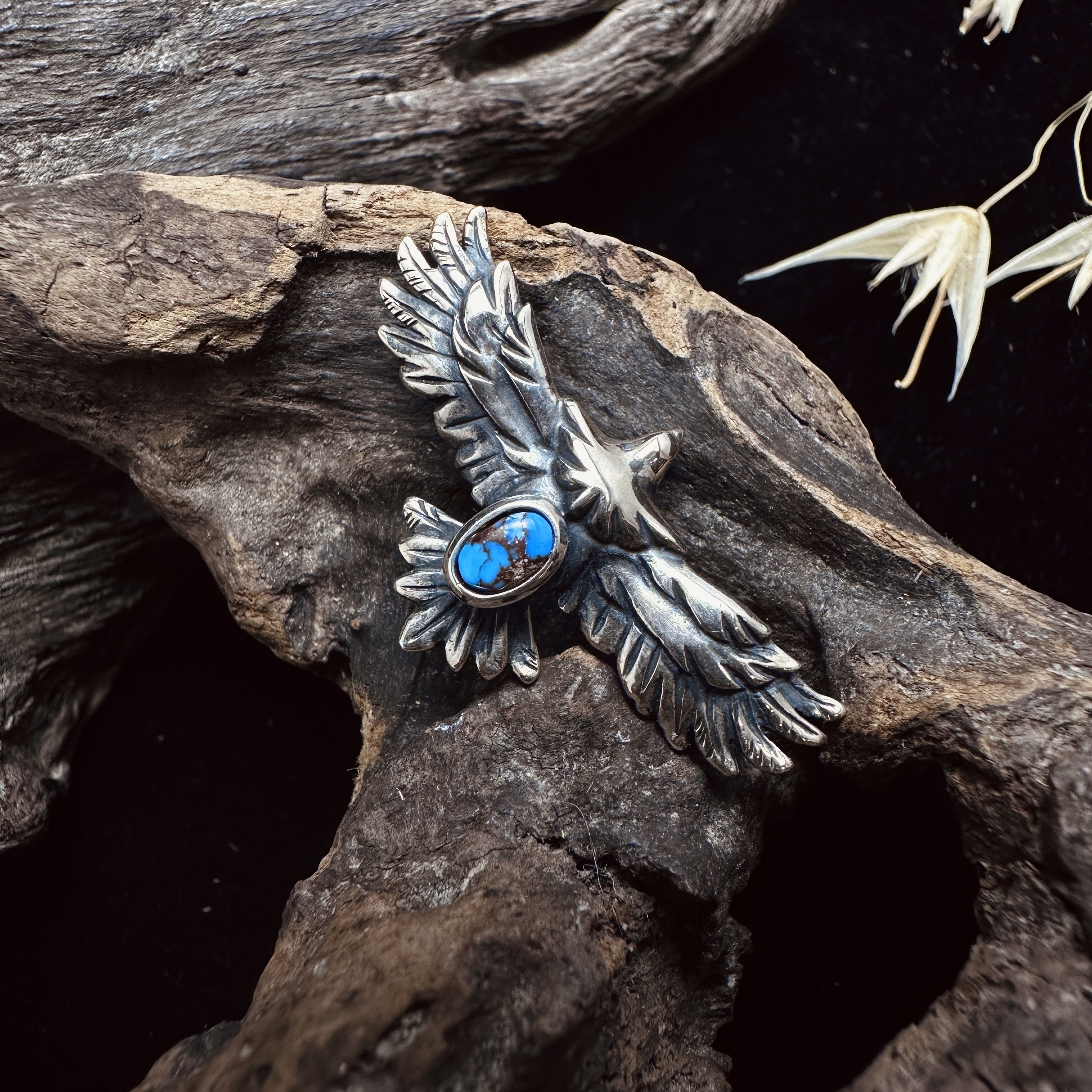 Black Venom Jewelry- Freedom & Prayer 3cm Head Eagle with Golden Hill Turquoise