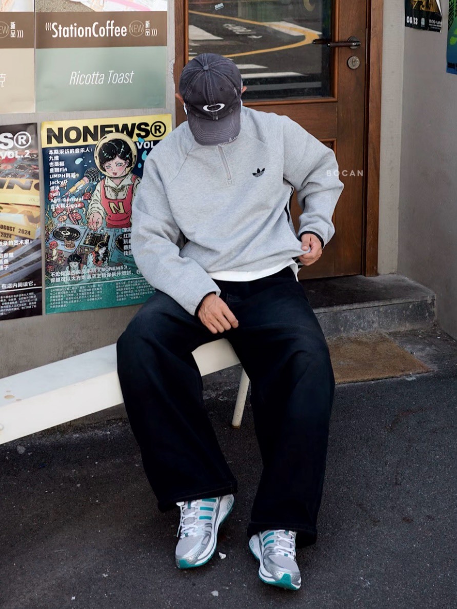 ADIDAS ORIGINALS ADICOLOR SS25 科技棉 半開襟 拉鍊 長袖 男款