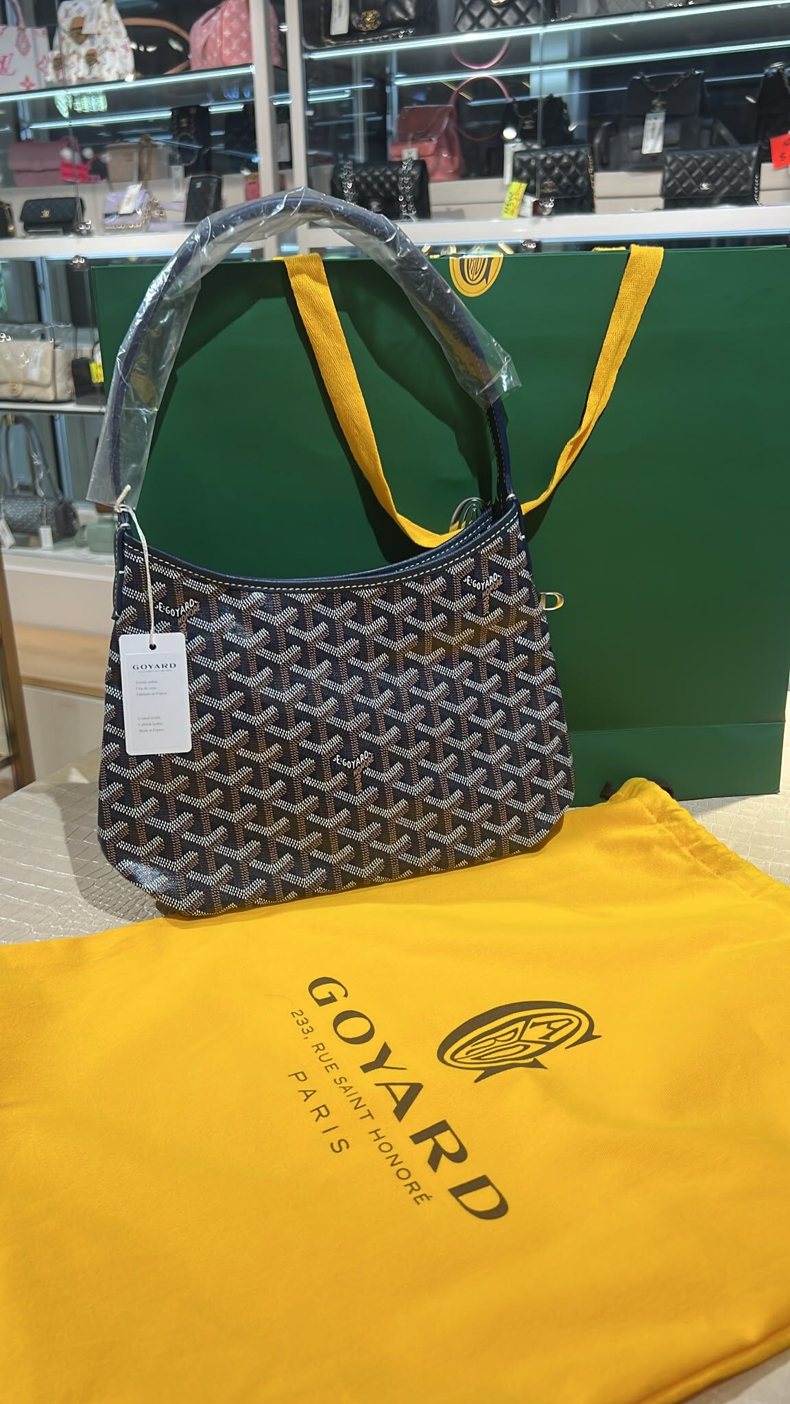 全新GOYARD 單肩袋/腋下包, 深藍色塗層帆布/牛皮肩帶, MINI HOBO, #BRAND NEW #香榭站正品