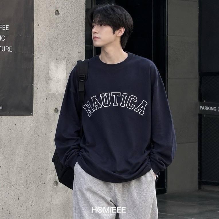 Nautica Arch Long Sleeve 長袖 經典 LOGO 深藍 灰色 [NTL3513]