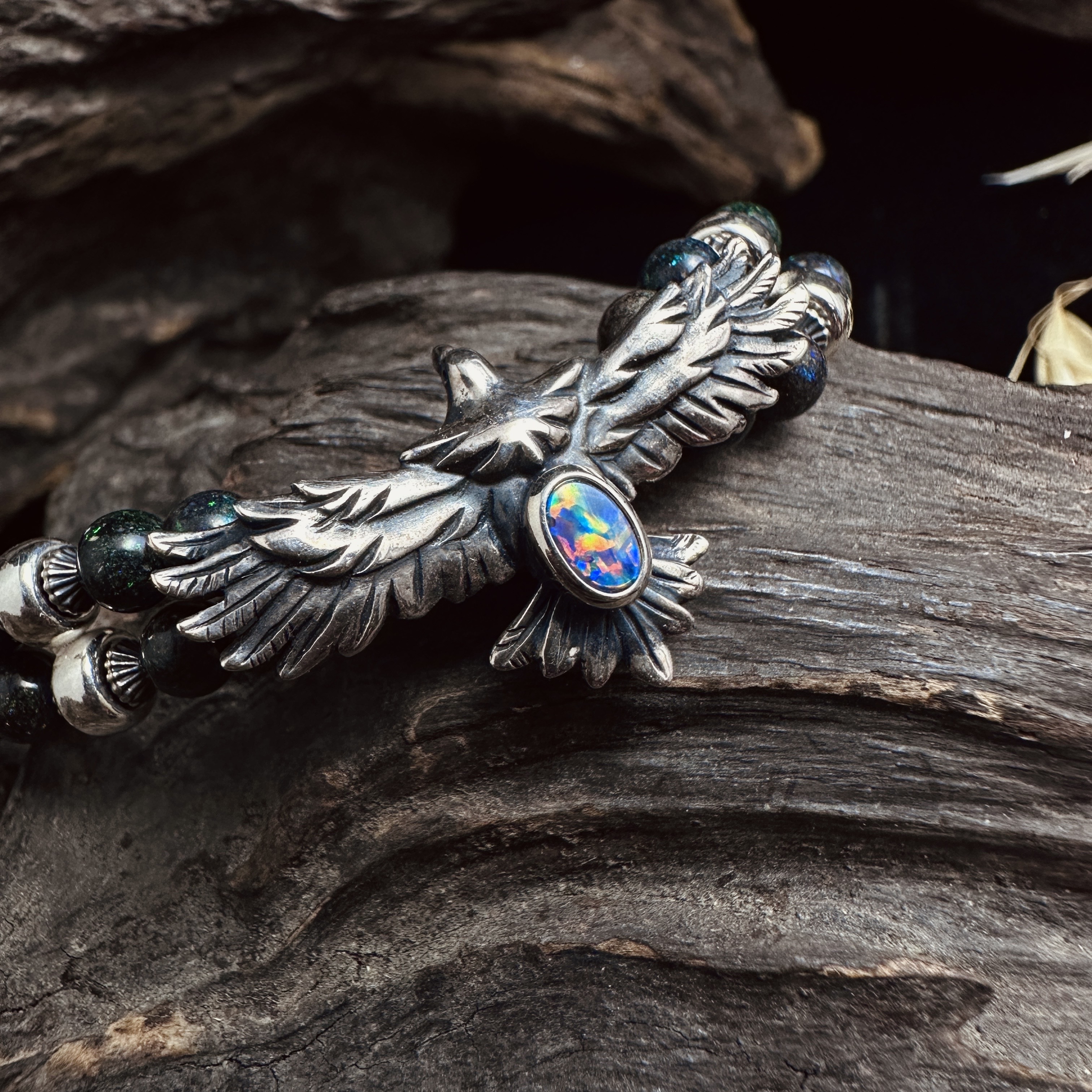 Black Venom Jewelry- Freedom & Prayer 3cm Head Eagle with Australian Opal