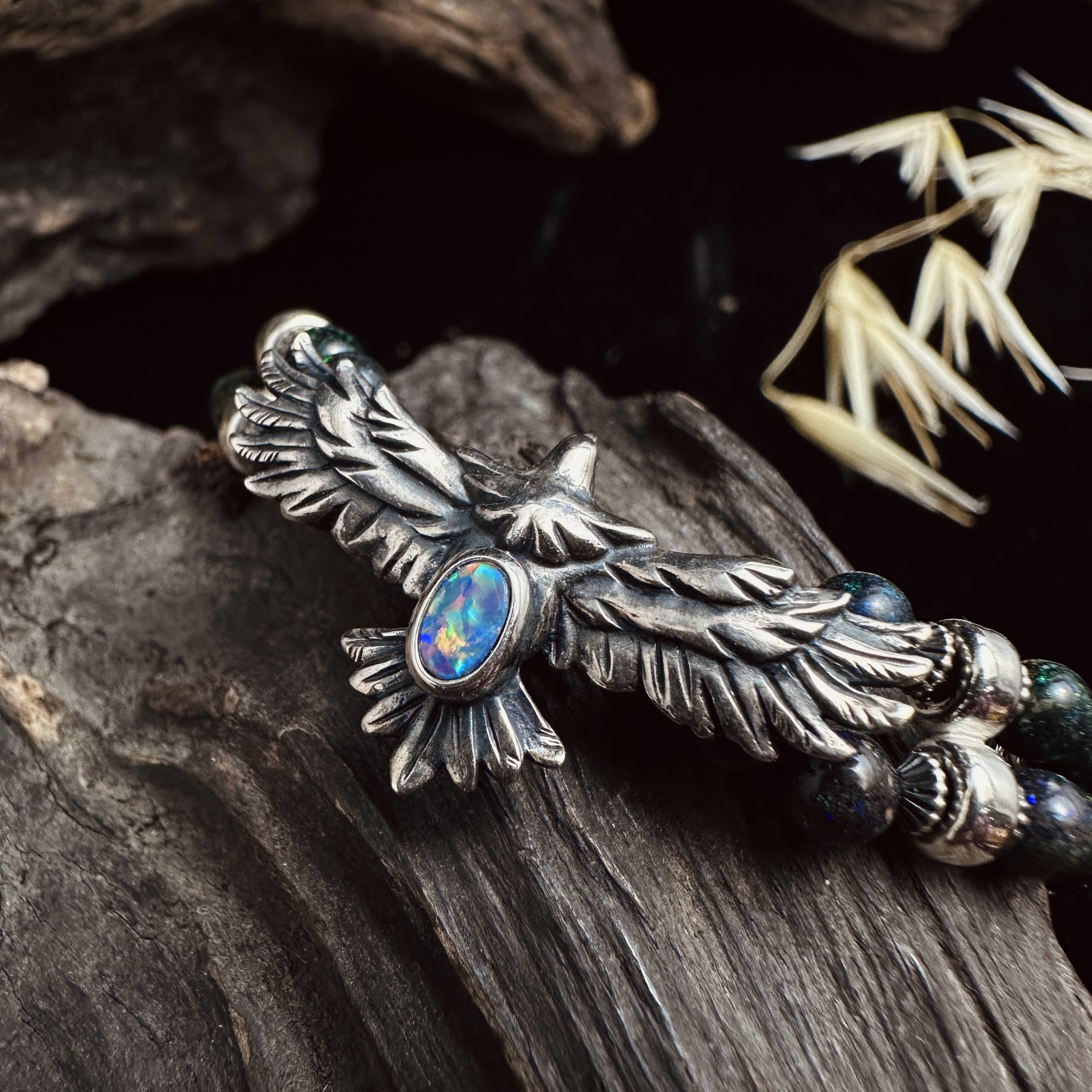 Black Venom Jewelry- Freedom & Prayer 3cm Head Eagle with Australian Opal