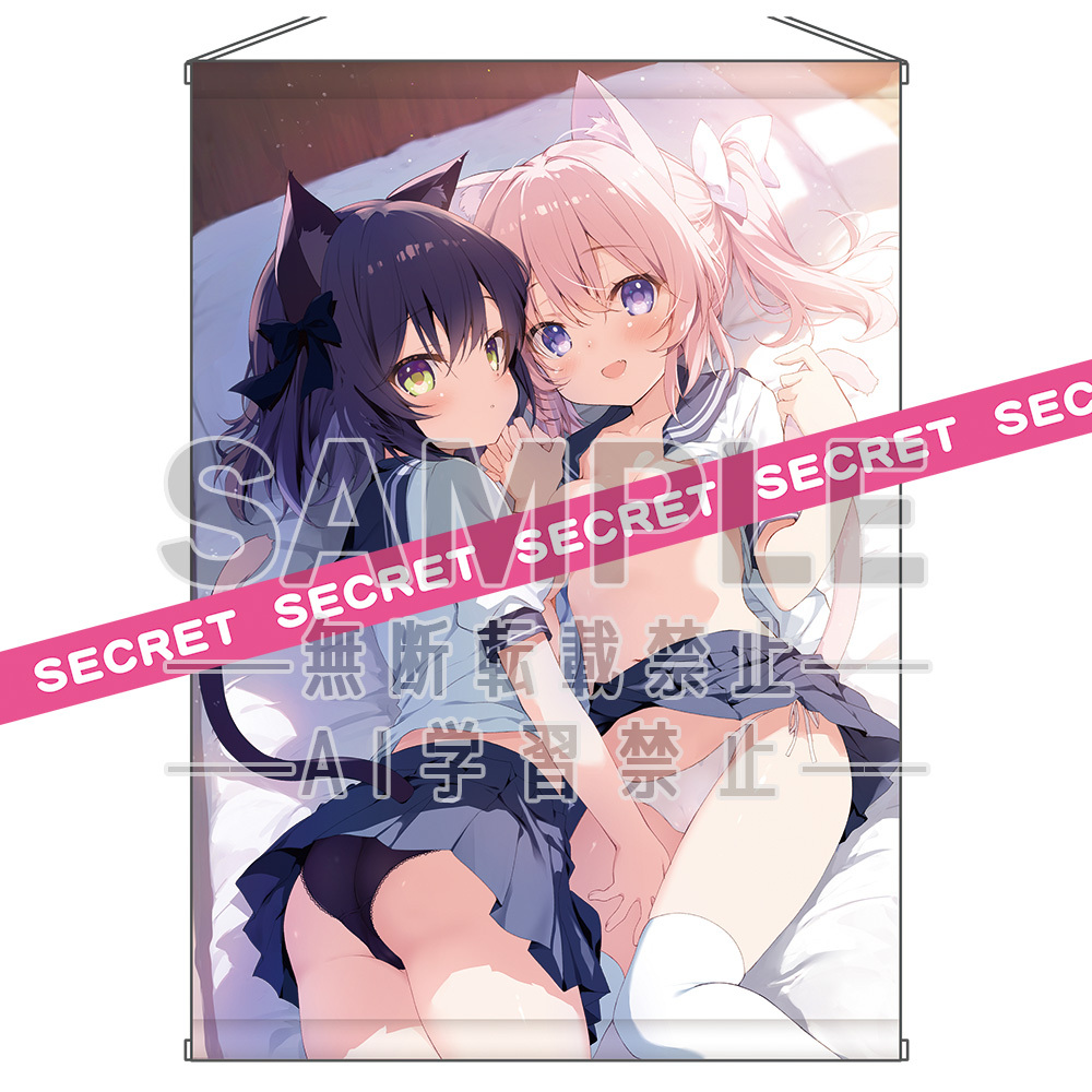 「R18.Japan」「預購」DENGEKI MOEOH 10月號郵購 Chikotam原創插畫感情好貓耳女孩限制級掛布 制服Ver.