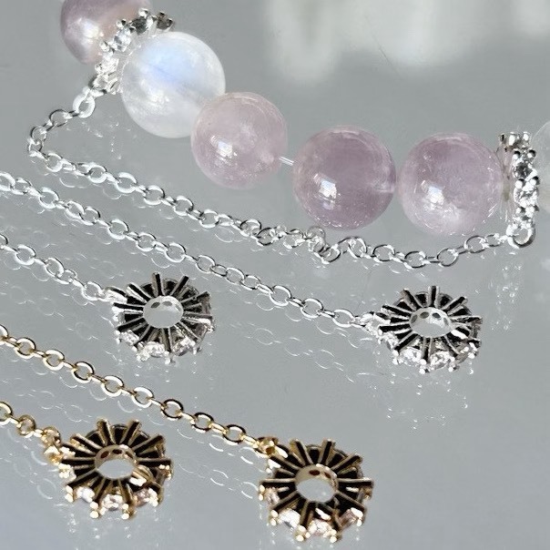 14K/亮銀 鑲鑽鍊條(1條)｜鑲鑽配件 DIY金屬材料
