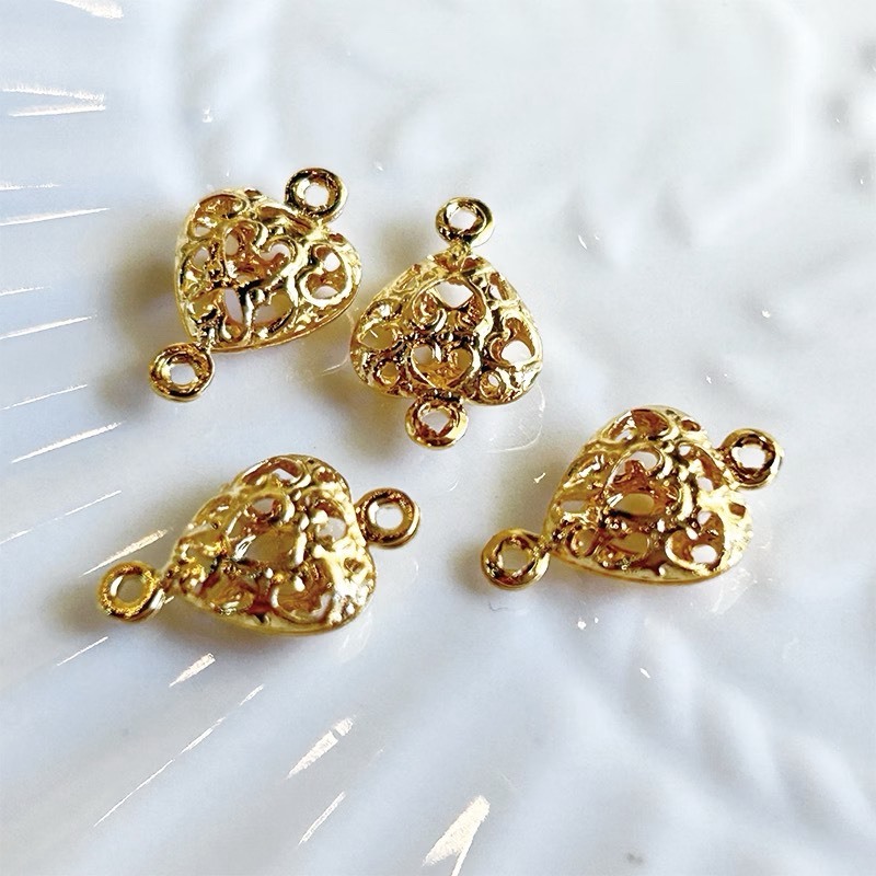 24K 心型連接吊墜 吊墜(5入)｜保色配件 DIY金屬材料