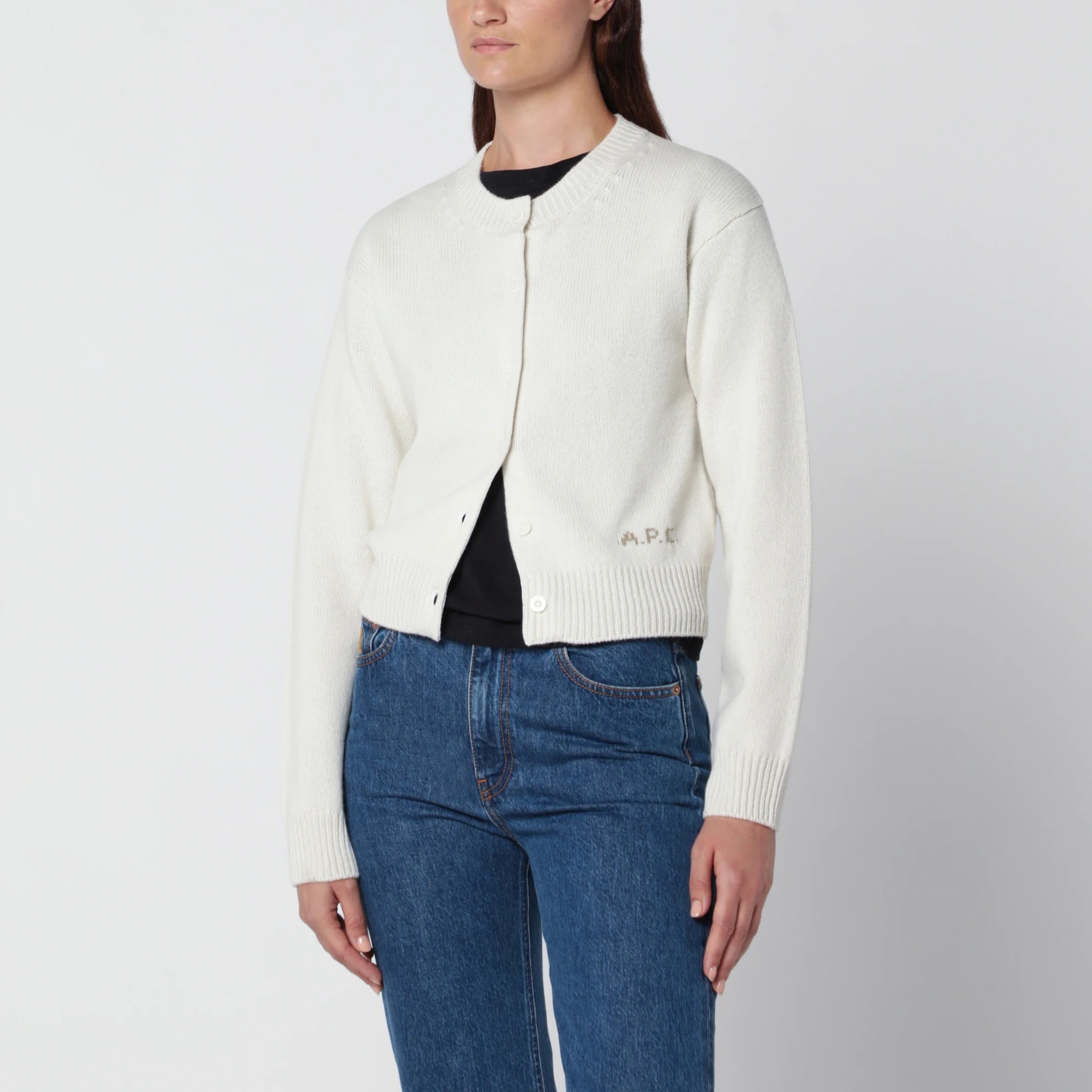 1FF0918-055 [A.P.C.] 短款氈化羊毛開襟外套 米白色 #WOASW-F22352WO (EU)