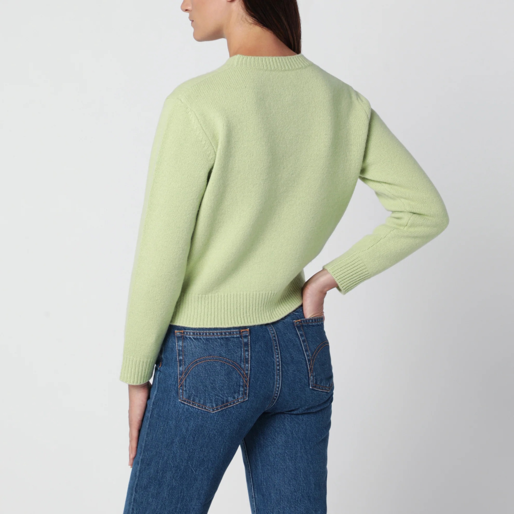 1FF0918-056 [A.P.C.] 標誌刺繡羊毛毛衣 茴香綠 #WOASW-F23498WO (EU)