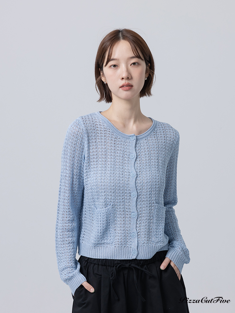 [兩件1580]口袋縷空針織外套 PizzaCutFive