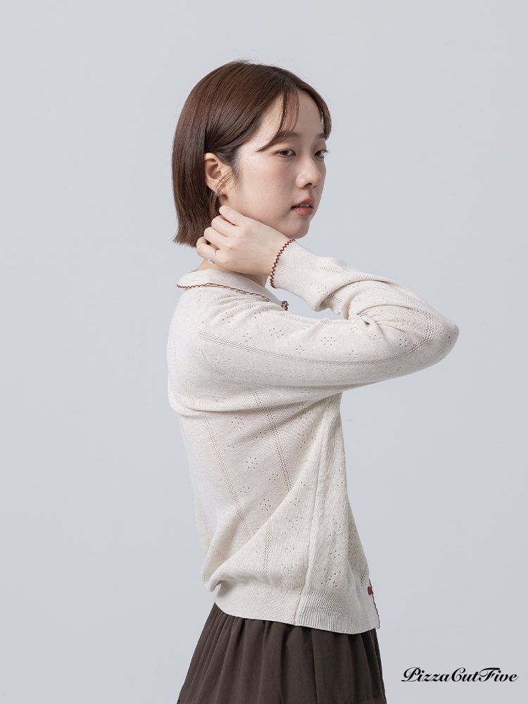 [兩件1580]滾邊撞色針織外套 PizzaCutFive