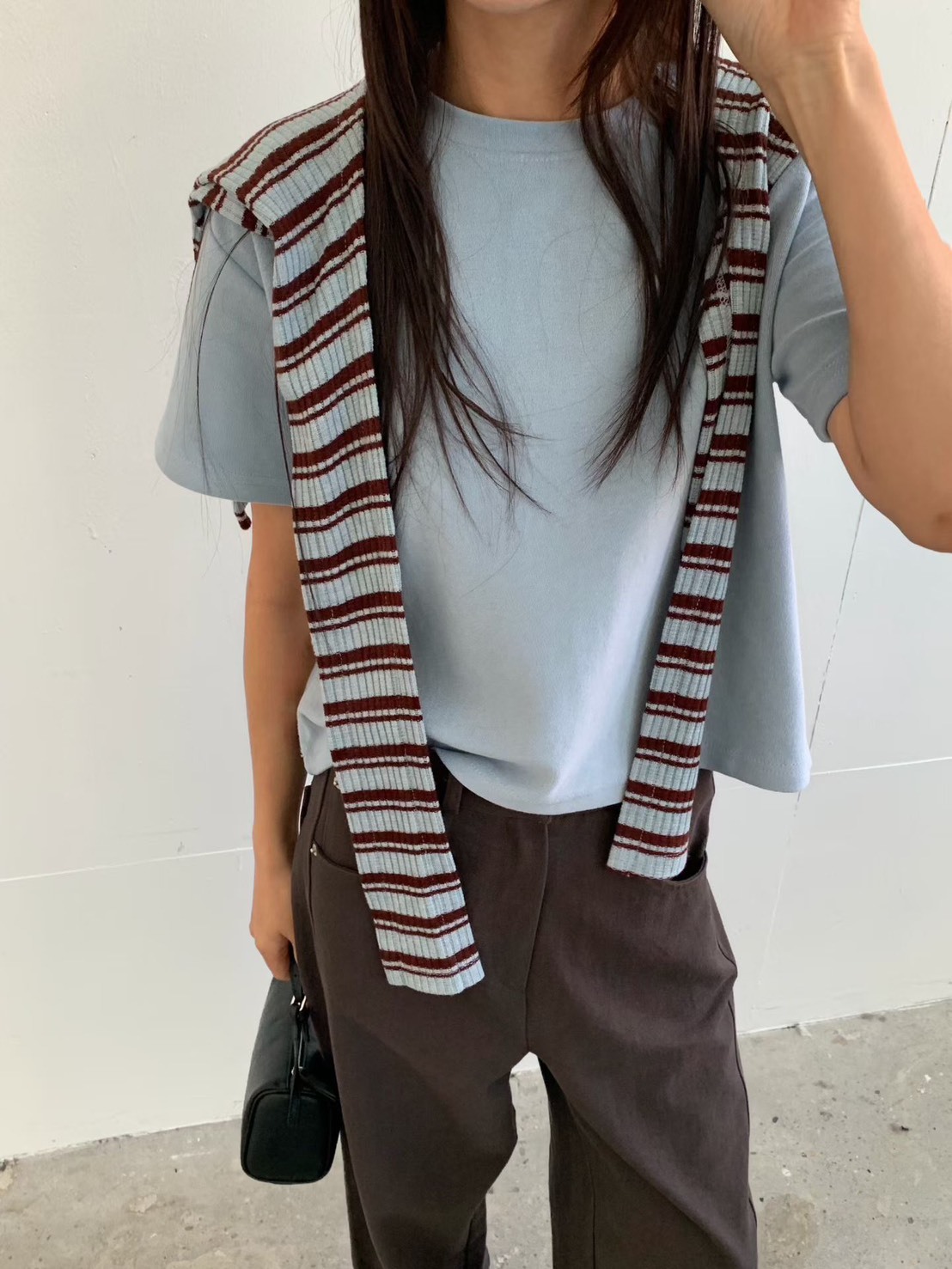 條紋坑條披肩