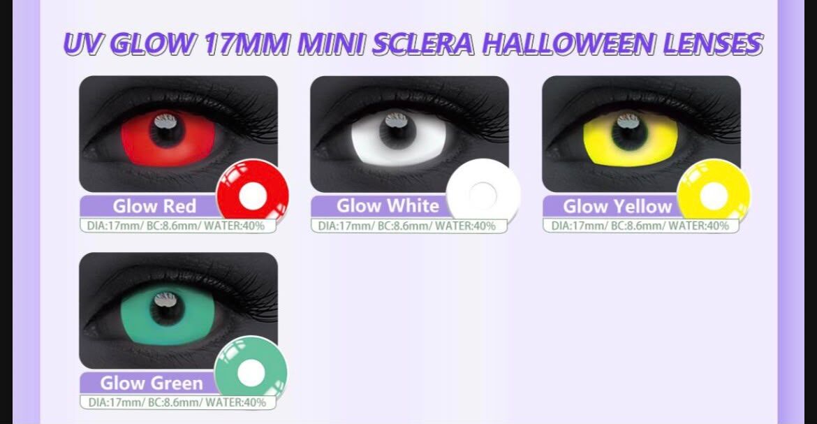 [月拋] MILL CREEK Month UV Glow 17mm MINI SCLERA HALLOWEEN LENSES 隱形眼鏡｜每盒2片