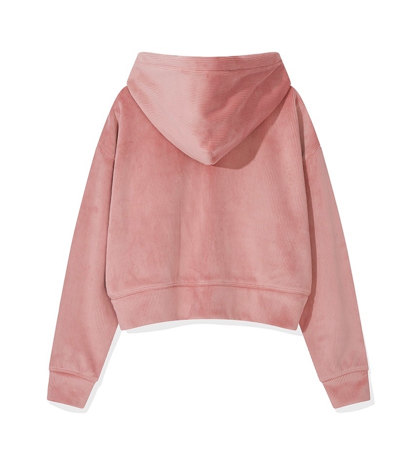 【隨時截單！限時優惠預訂】韓國WHAT IT ISN'T WOMEN FLORY CORDUROY CROP ZIP-UP HOODIE