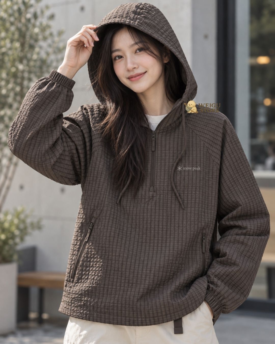 【預購】Snow Peak Check Seersucker Women's Anorak 格紋泡泡紗連帽衫 女款 S26FWFAN09