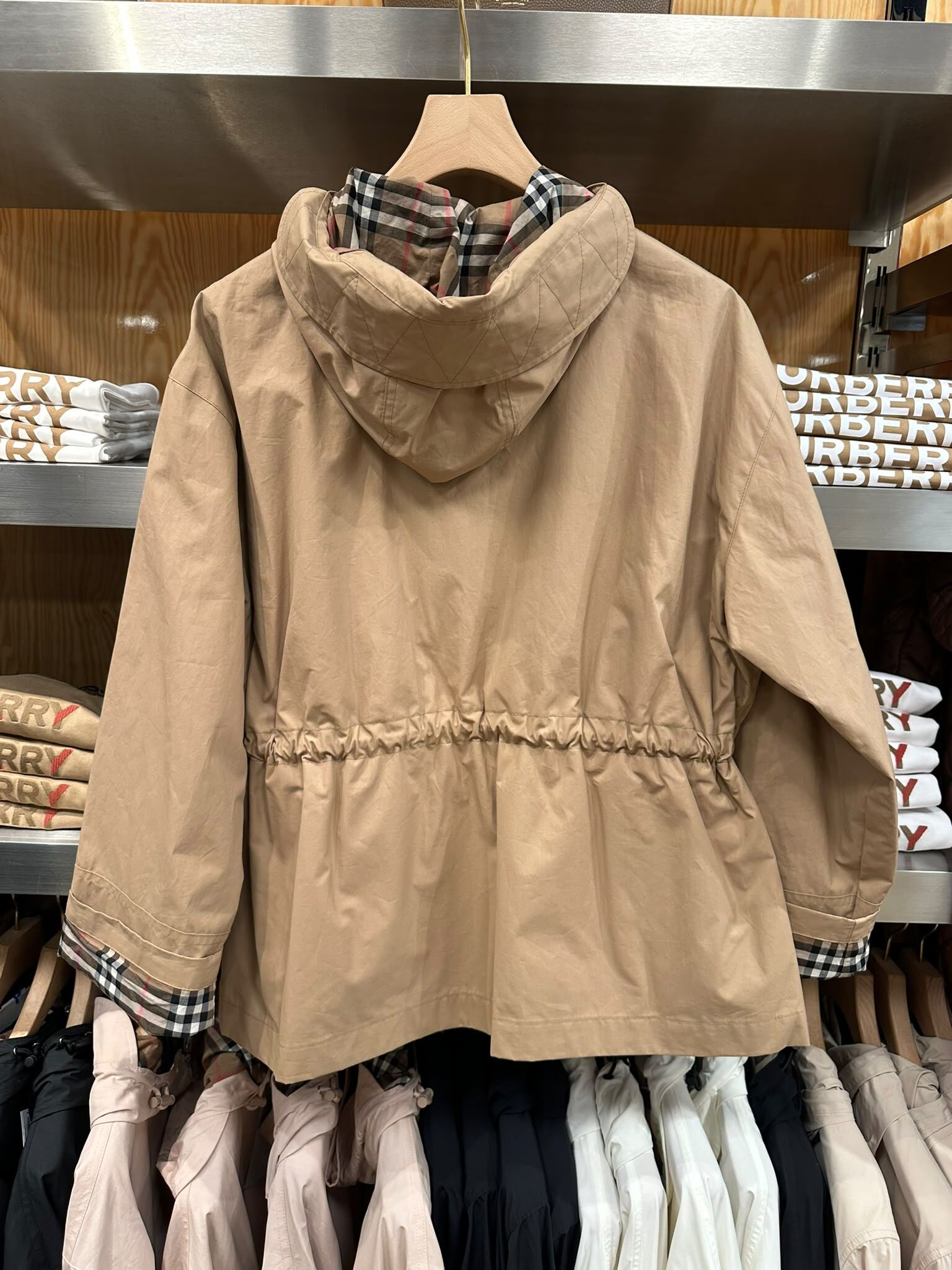 LYS02635 Burberry 連帽索繩束腰雙層防風外套