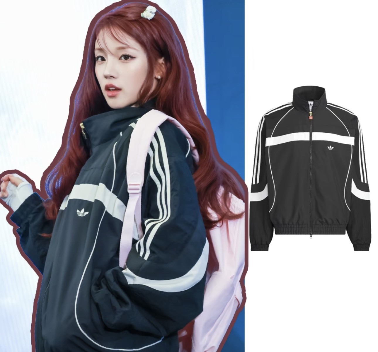 【宋雨琦同款】ADIDAS ORIGINALS 黑白拼接 三線 立領 雙向拉鍊 外套 JN3796
