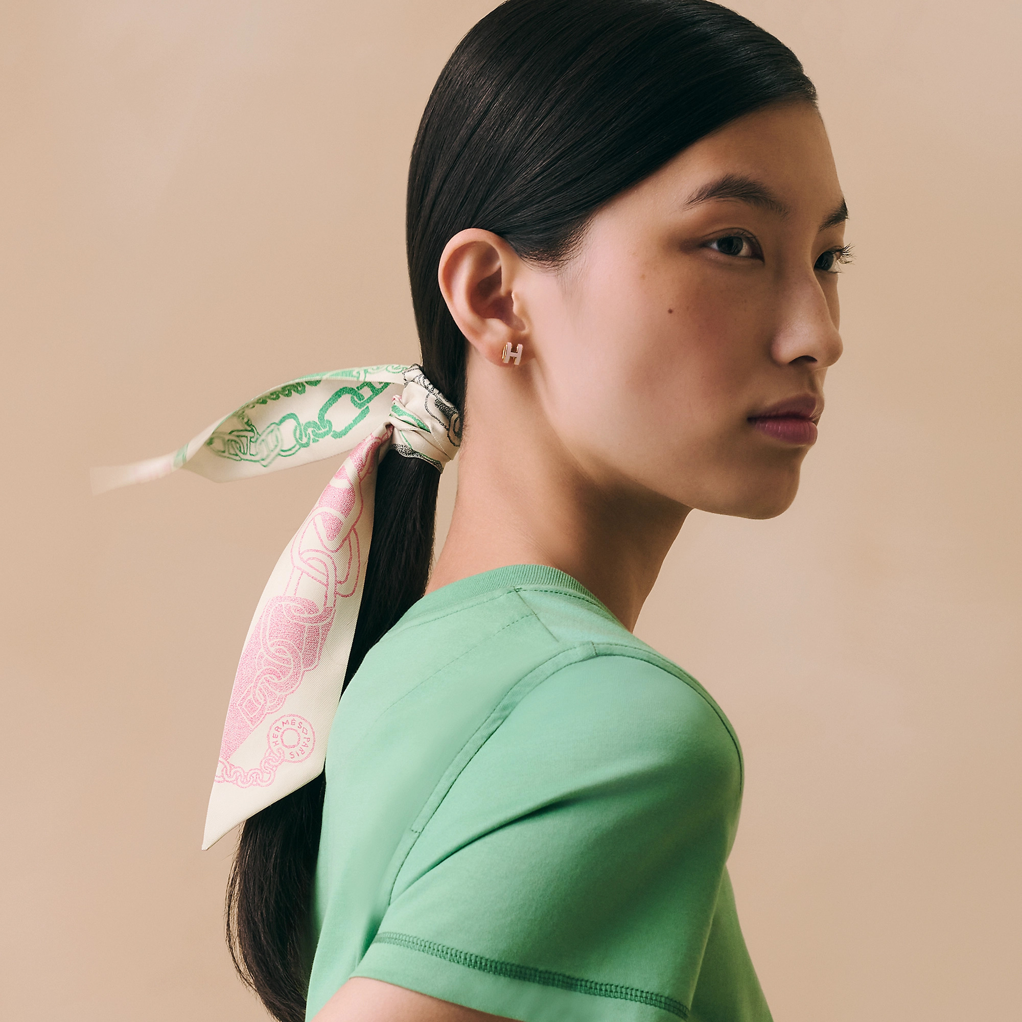 Hermes Boucles et Maillons Twilly Ficelle / Rose Vif / Vert