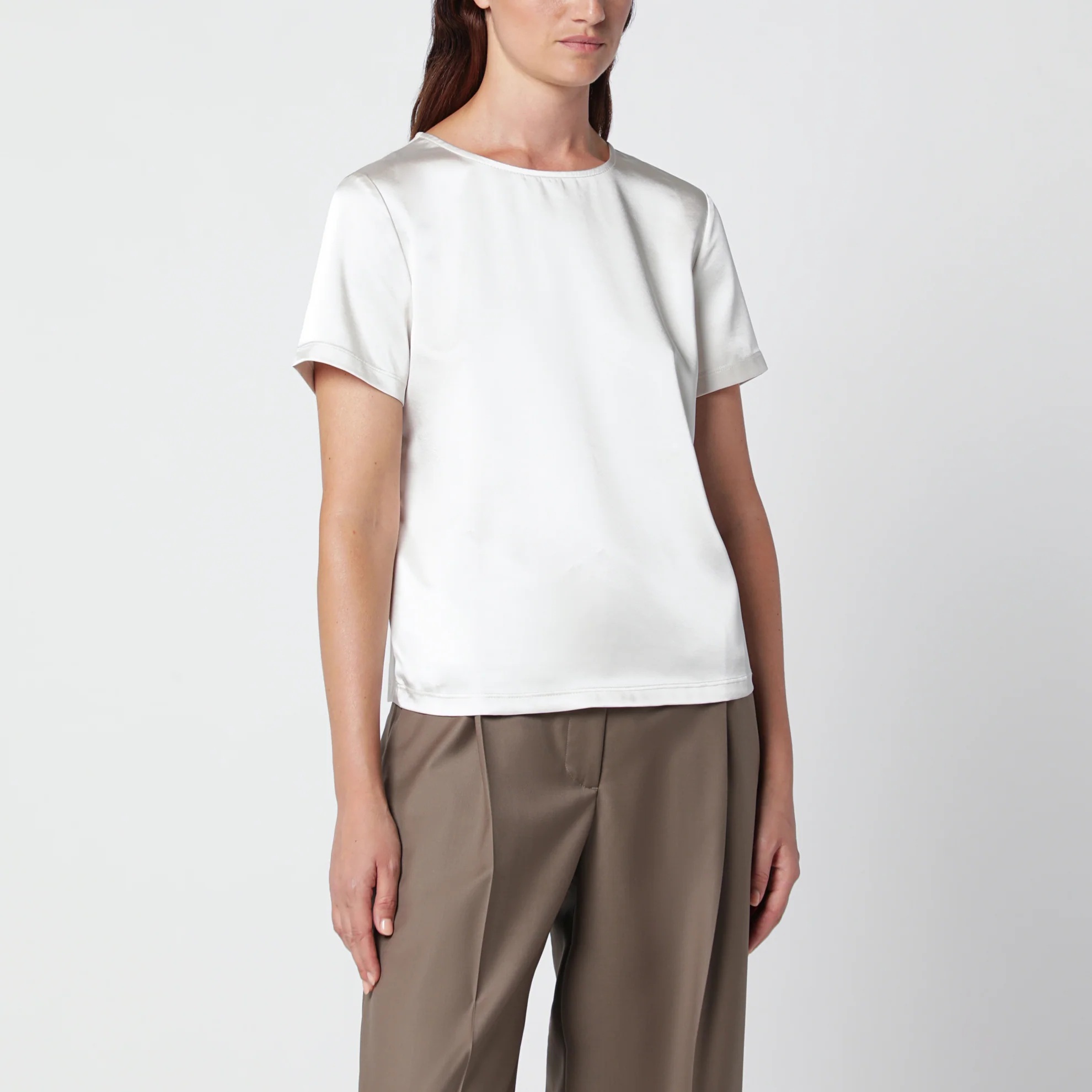 1FF0918-103 [MAX MARA WEEKEND] 緞面圓領 T 恤 奶油白 #WKDGILBERTPL (EU)