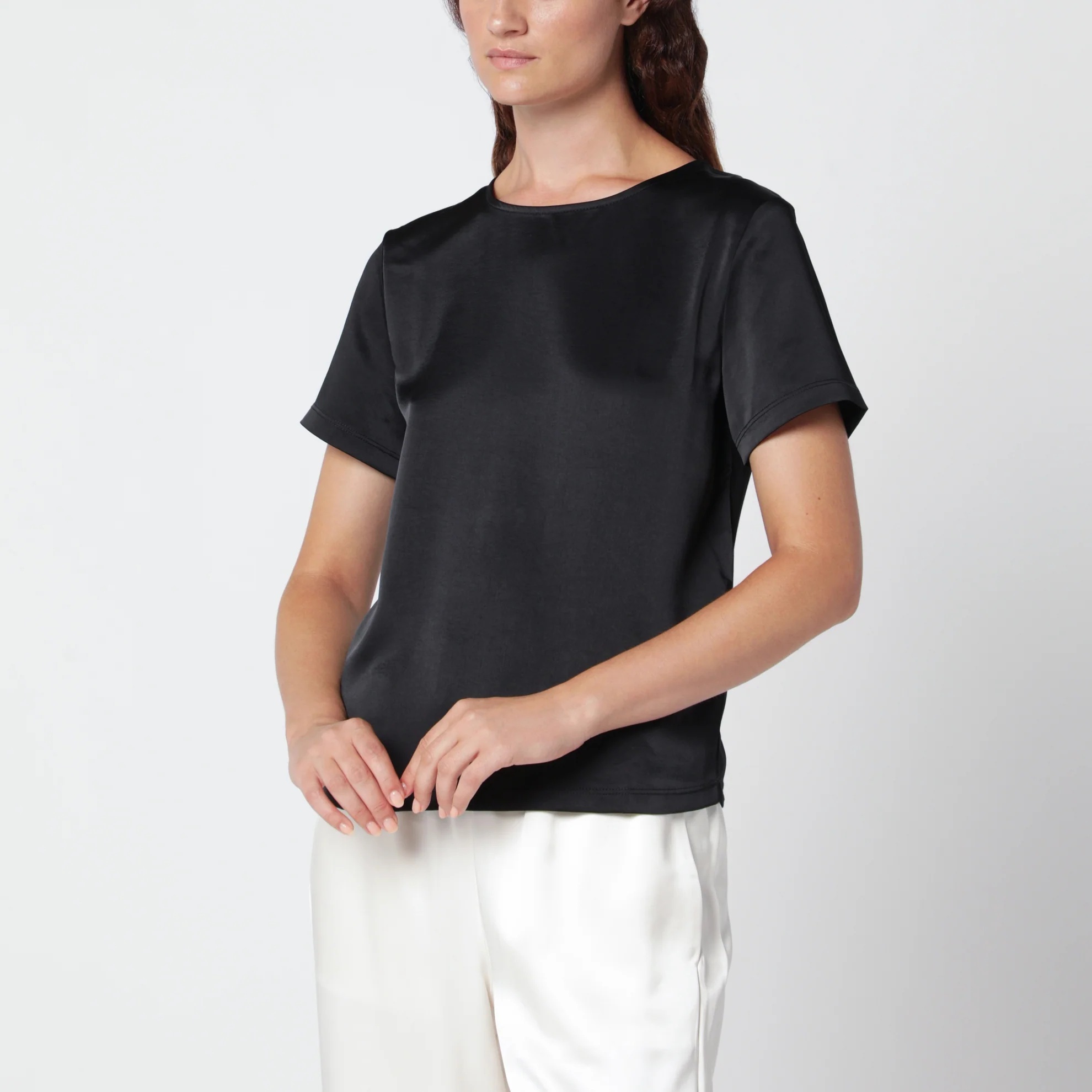 1FF0918-106 [MAX MARA WEEKEND] 緞面圓領 T 恤 黑色 #WKDGILBERTPL (EU)