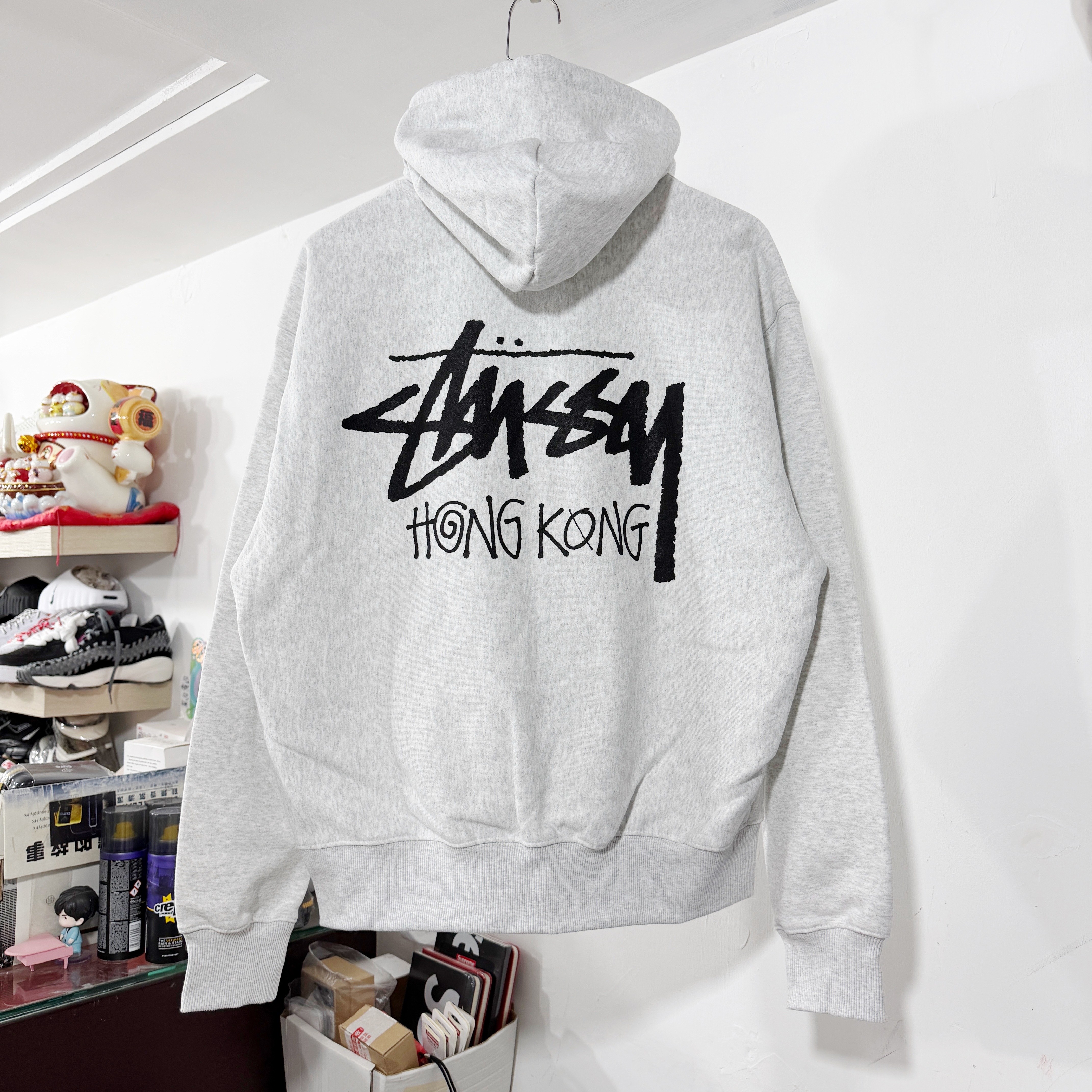 STUSSY STOCK HONGKONG HOODIE ASH HEATHER 灰色 香港限定 有帽衛衣