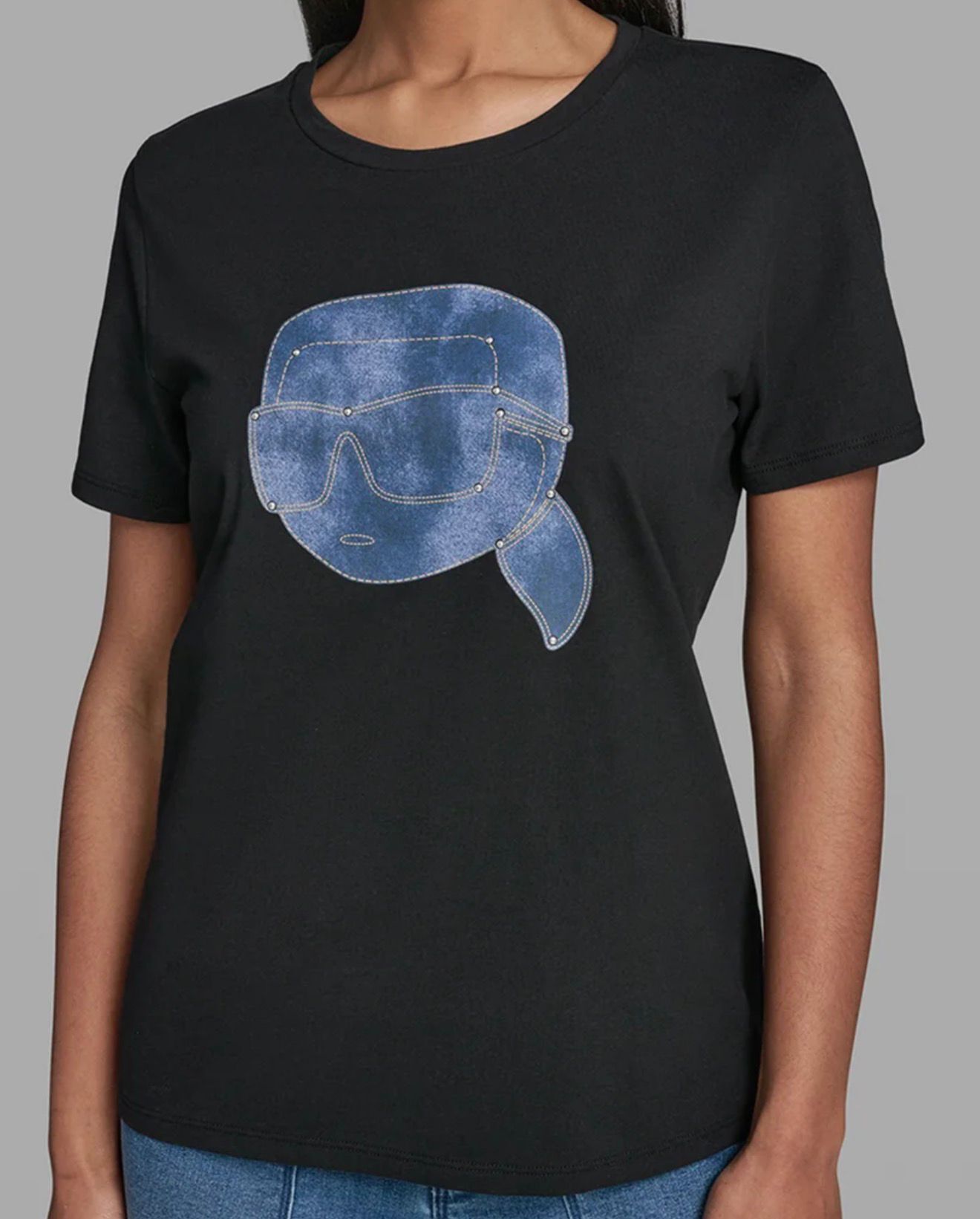 Karl Lagerfeld 女裝牛仔老佛爺 Tee (黑) KL1