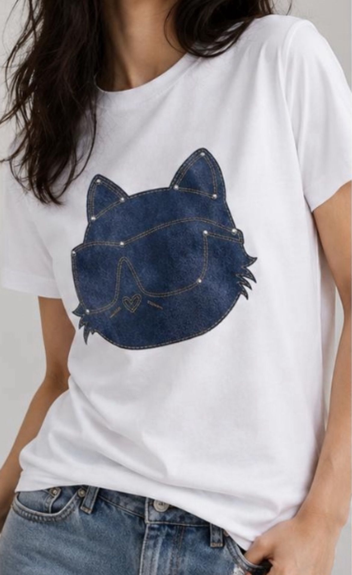 Karl Lagerfeld 女裝牛仔貓貓Tee (白) KL3