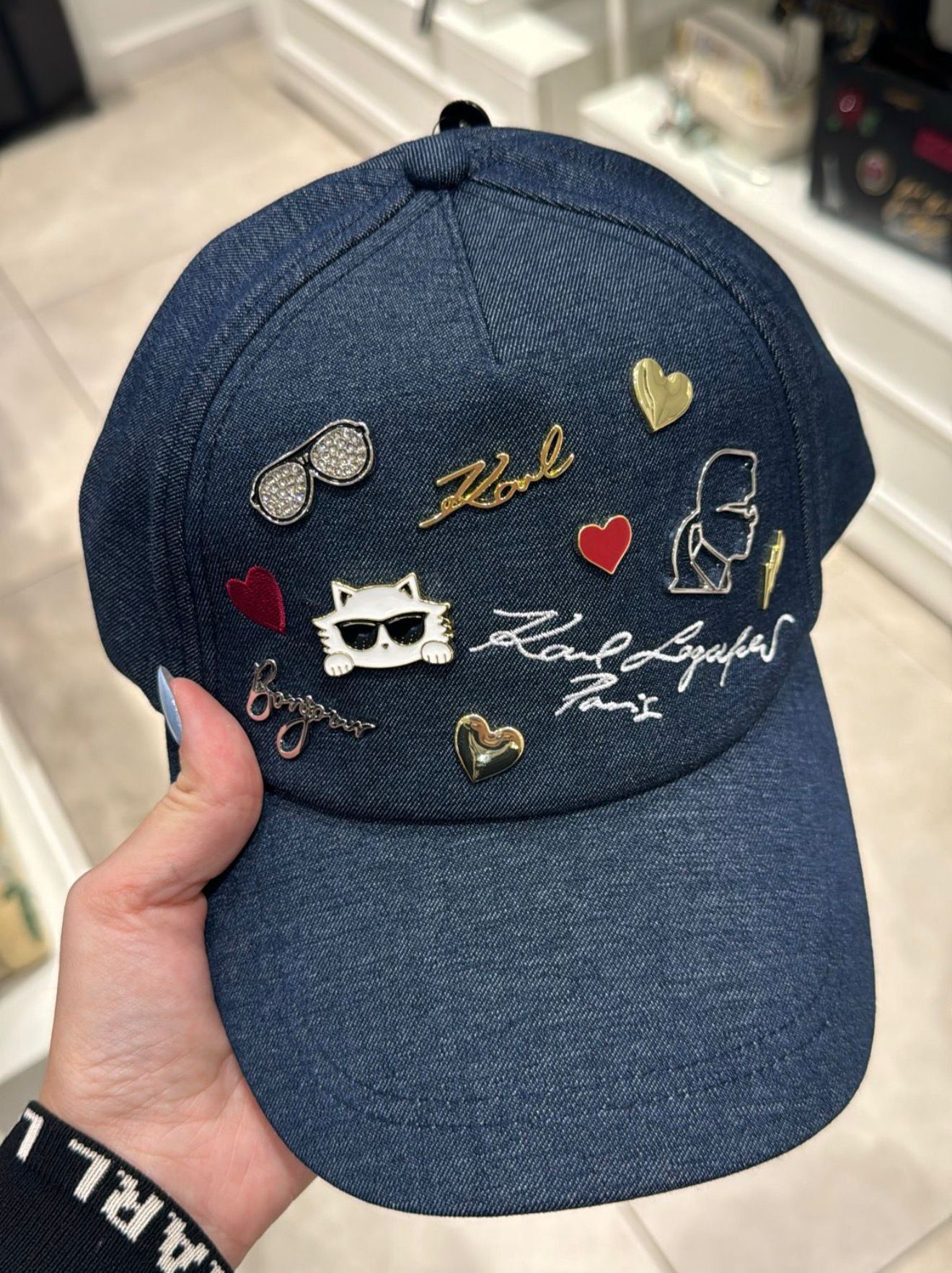 Karl Lagerfeld 襟章Cap帽 (牛仔) KL88