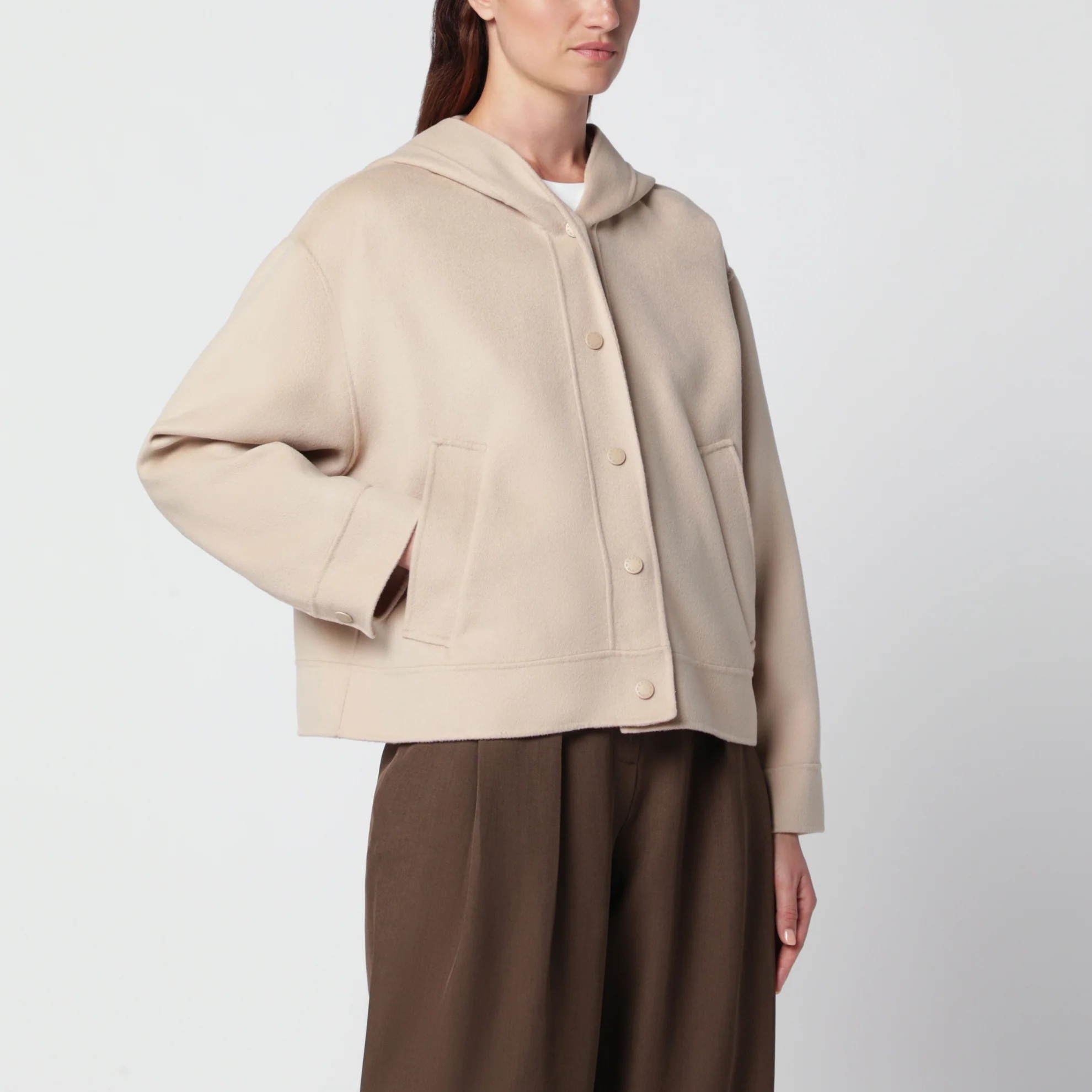 1FF0918-120 [MAX MARA WEEKEND] 連帽初剪羊毛外套 杏仁色 #WKDRIDENTEWO (EU)