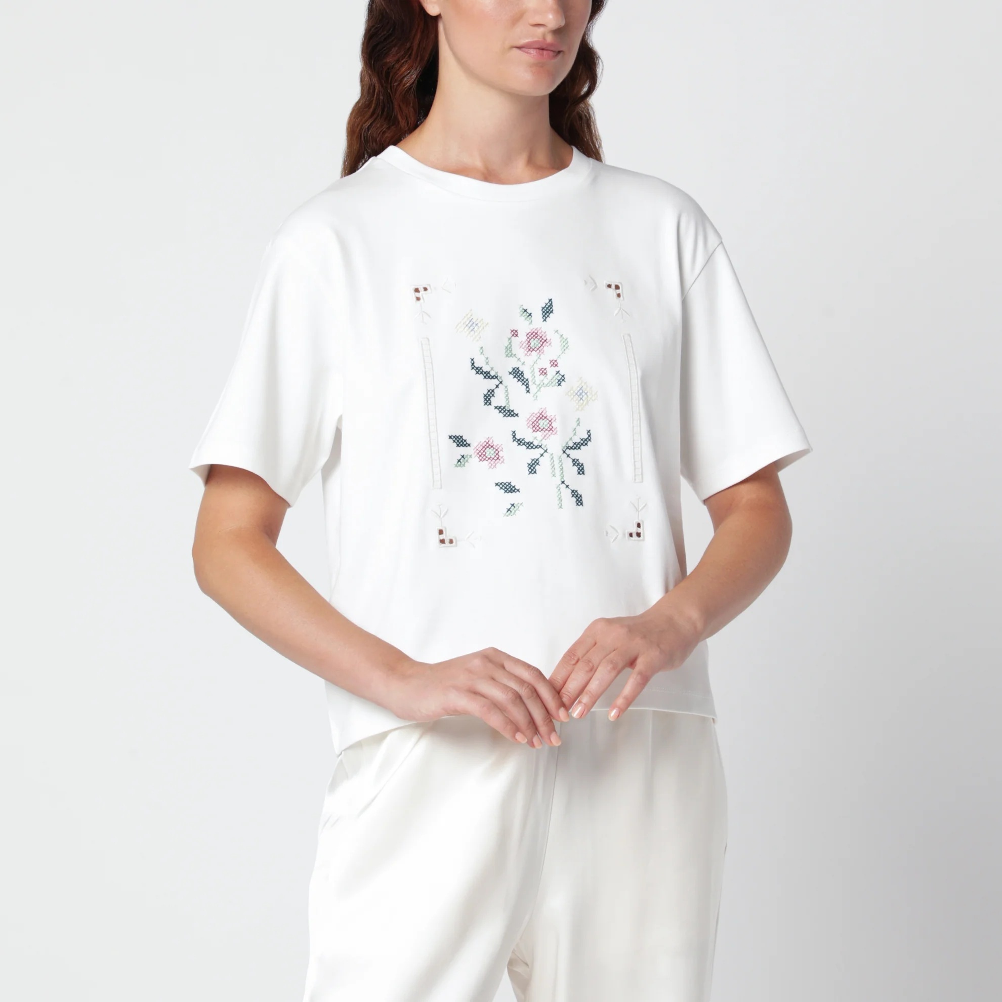 1FF0918-122 [MAX MARA WEEKEND] 花卉刺繡棉質 T 恤 白色 #WKDSALACO (EU)
