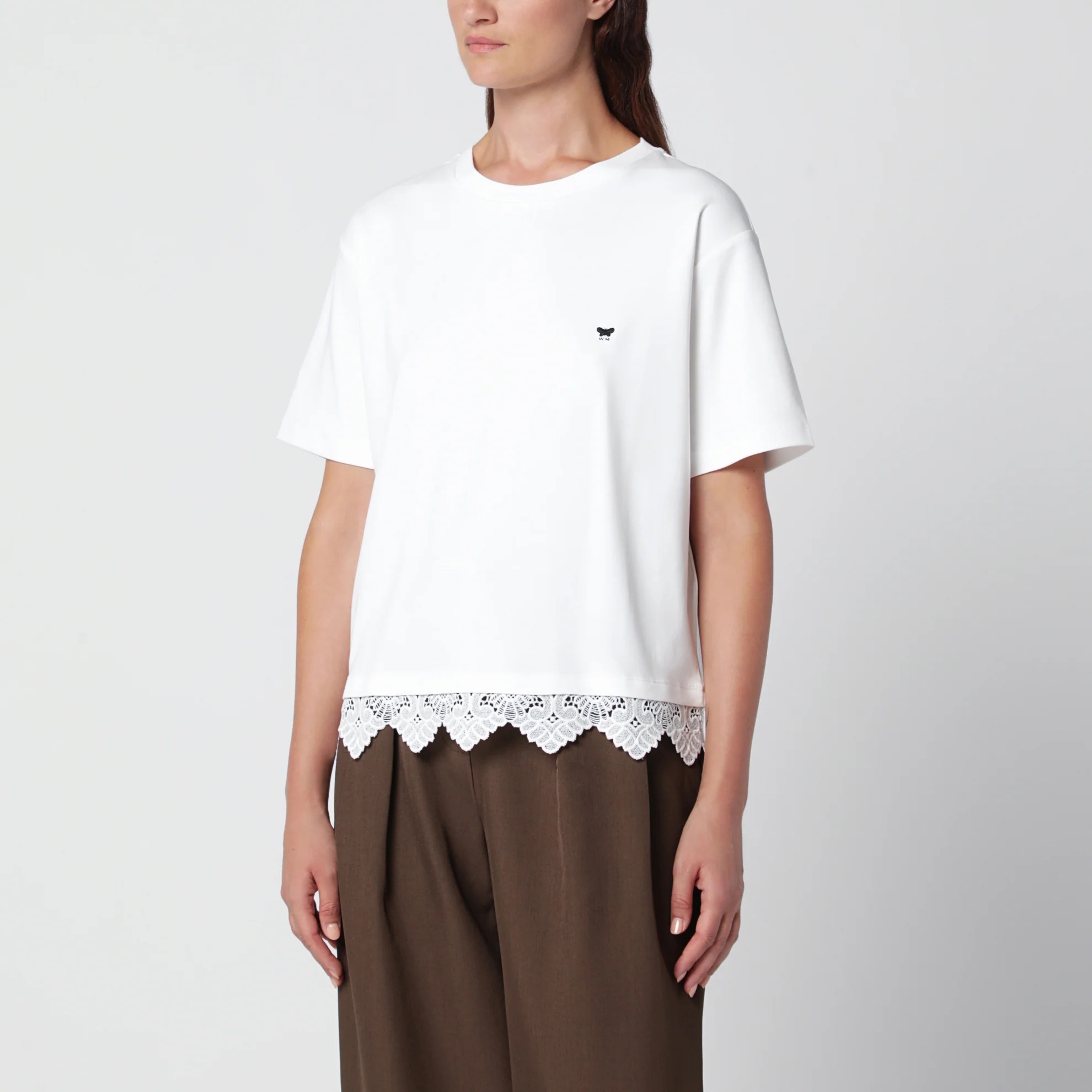 1FF0918-123 [MAX MARA WEEKEND] 花卉刺繡棉質 T 恤 白色 #WKDSALACO (EU)