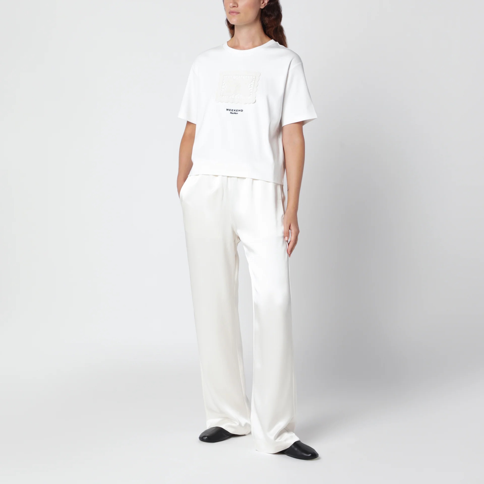1FF0918-124 [MAX MARA WEEKEND] 花卉刺繡棉質 T 恤 白色 #WKDSALACO (EU)