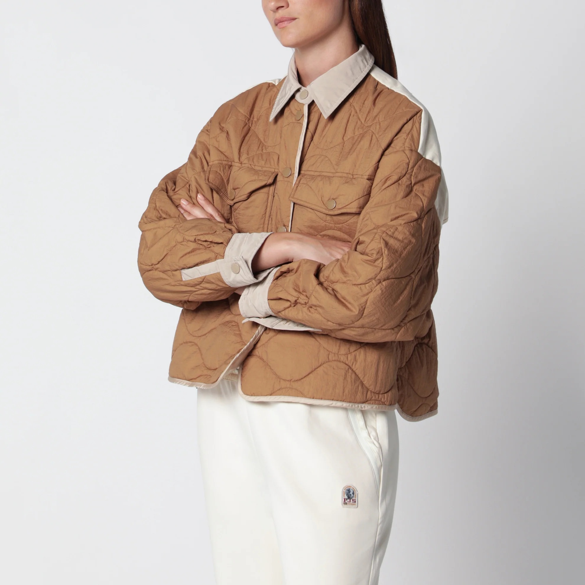 1FF0918-129 [MAX MARA WEEKEND] 雙面防潑水帆布鋪棉外套 杏仁色 #WKDSUGHEROPL (EU)