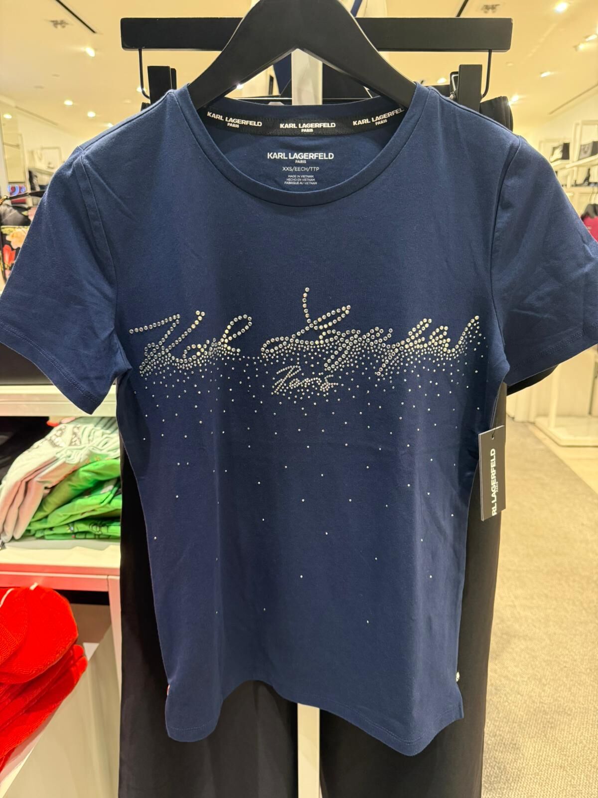 Karl Lagerfeld 女裝新款鑽潦草字 Tee (藍) KL14