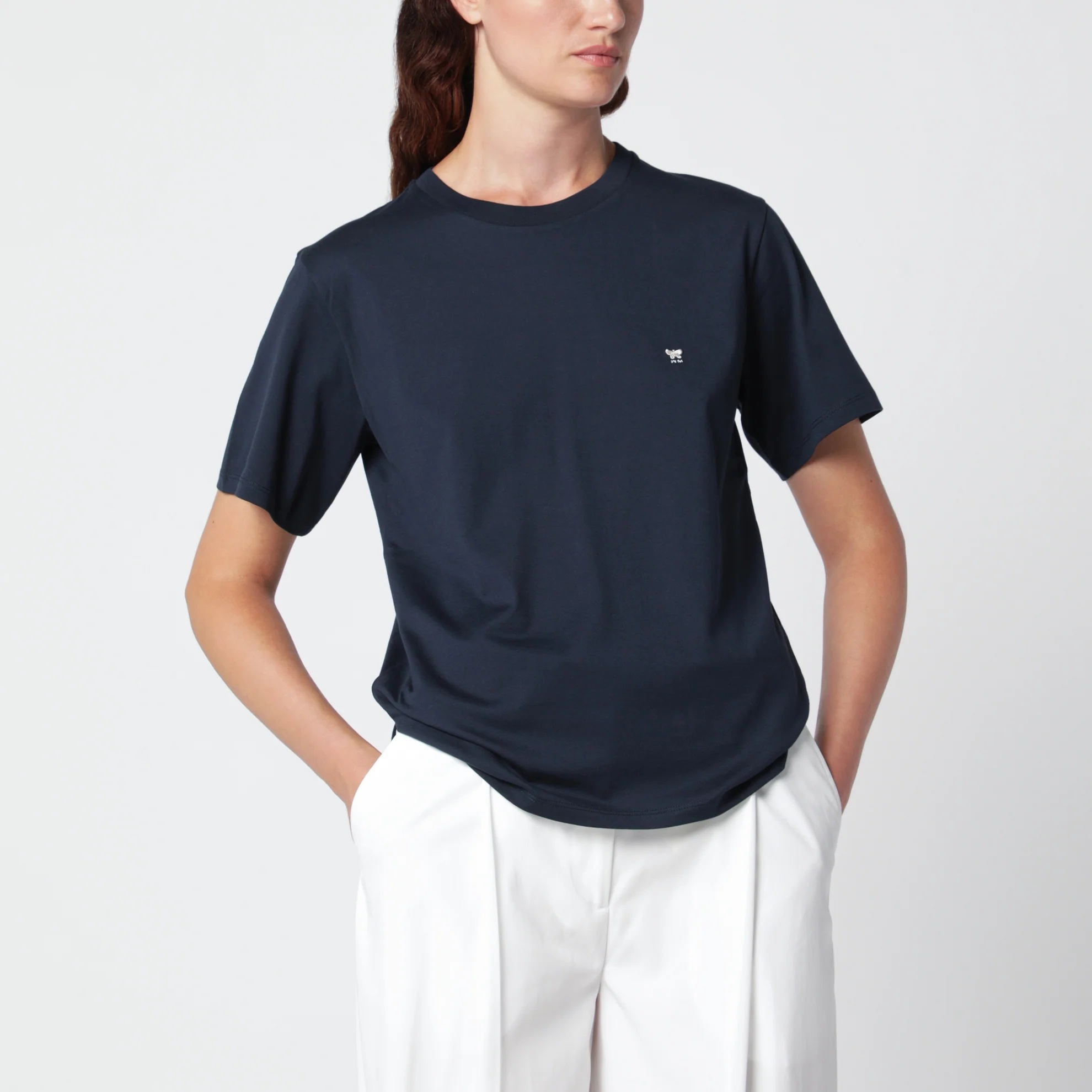 1FF0918-134 [MAX MARA WEEKEND] 標誌刺繡棉質 T 恤 藍色 #WKDVENACOCO (EU)