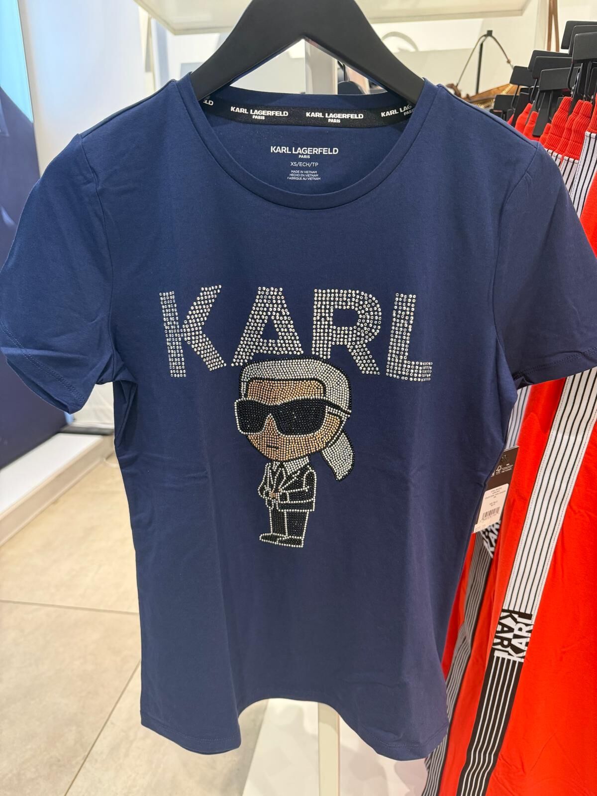 Karl Lagerfeld 女裝新款水鑽老佛爺 Tee (藍) KL15