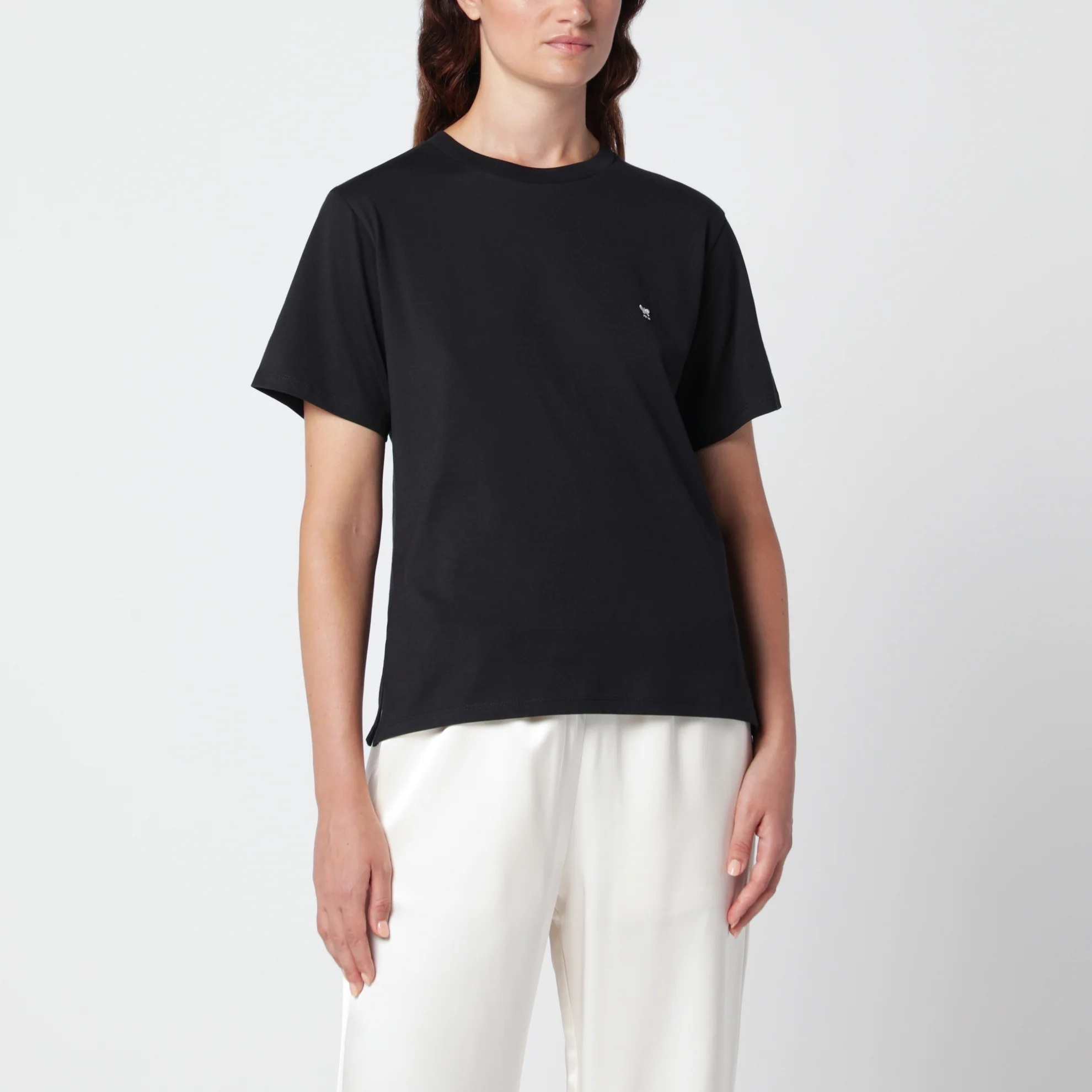 1FF0918-135 [MAX MARA WEEKEND] 標誌刺繡棉質 T 恤 黑色 #WKDVENACOCO (EU)