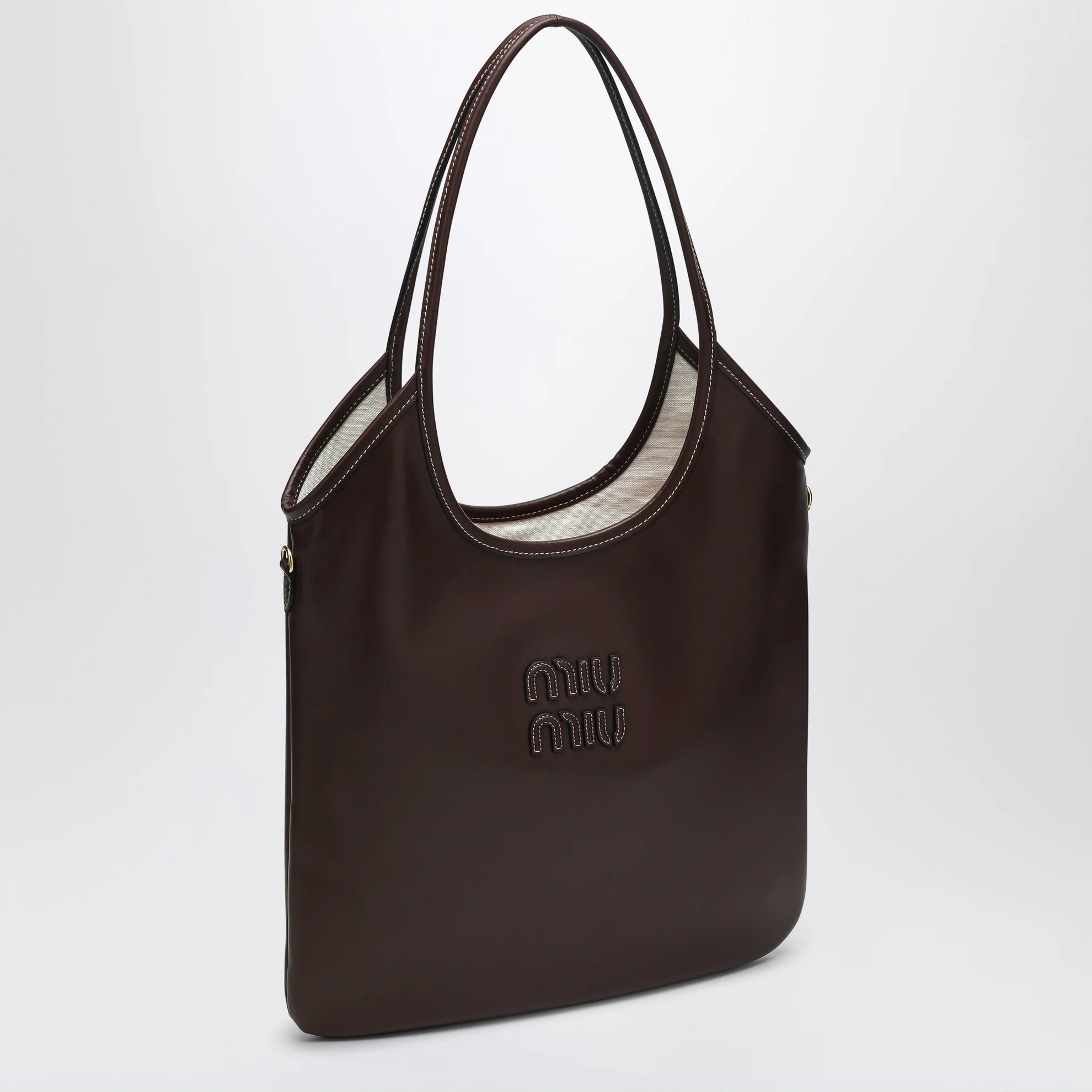 1FF0918-162 [MIU MIU] 皮革托特袋 樹根木色 #5BG231MLN2CRW (EU)