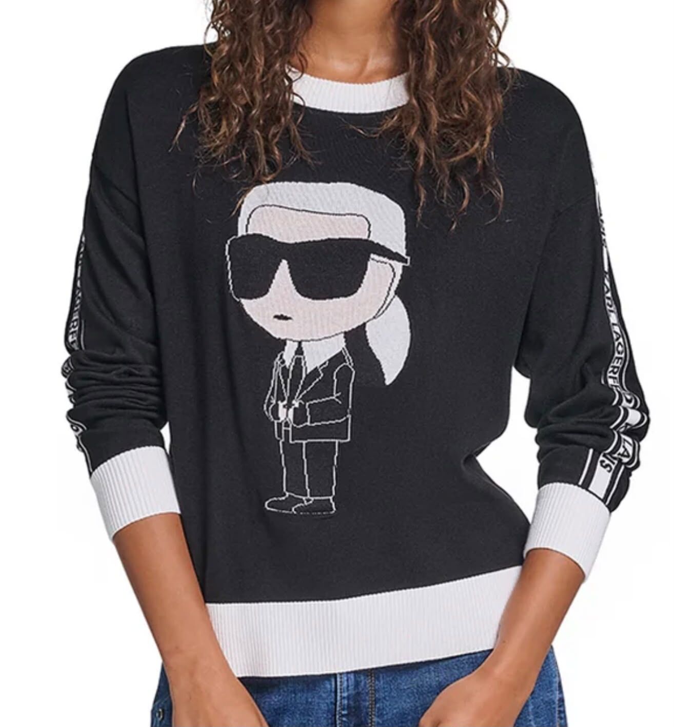 Karl Lagerfeld 女裝Karl Lagerfeld老佛爺針織上衣 (黑) KL21