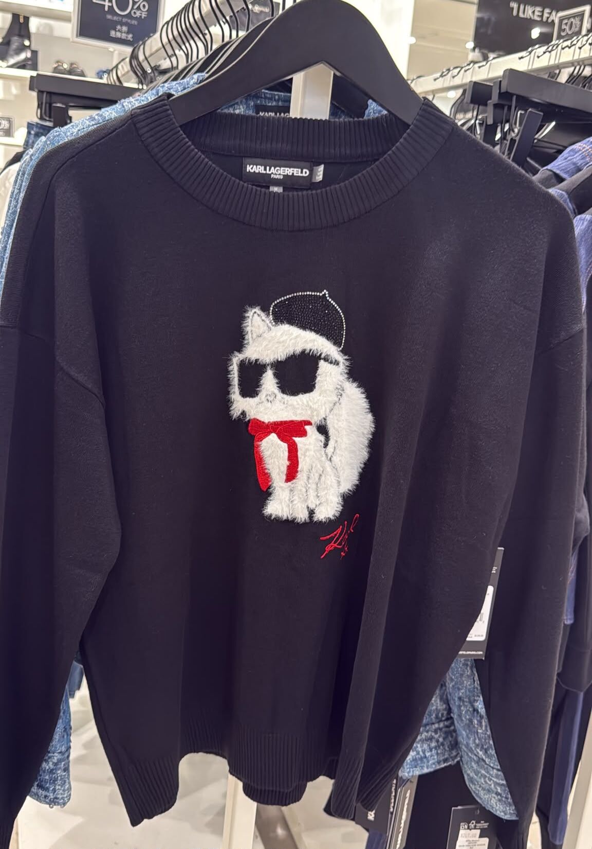 Karl Lagerfeld 女裝貓貓針織上衣 (黑) KL22