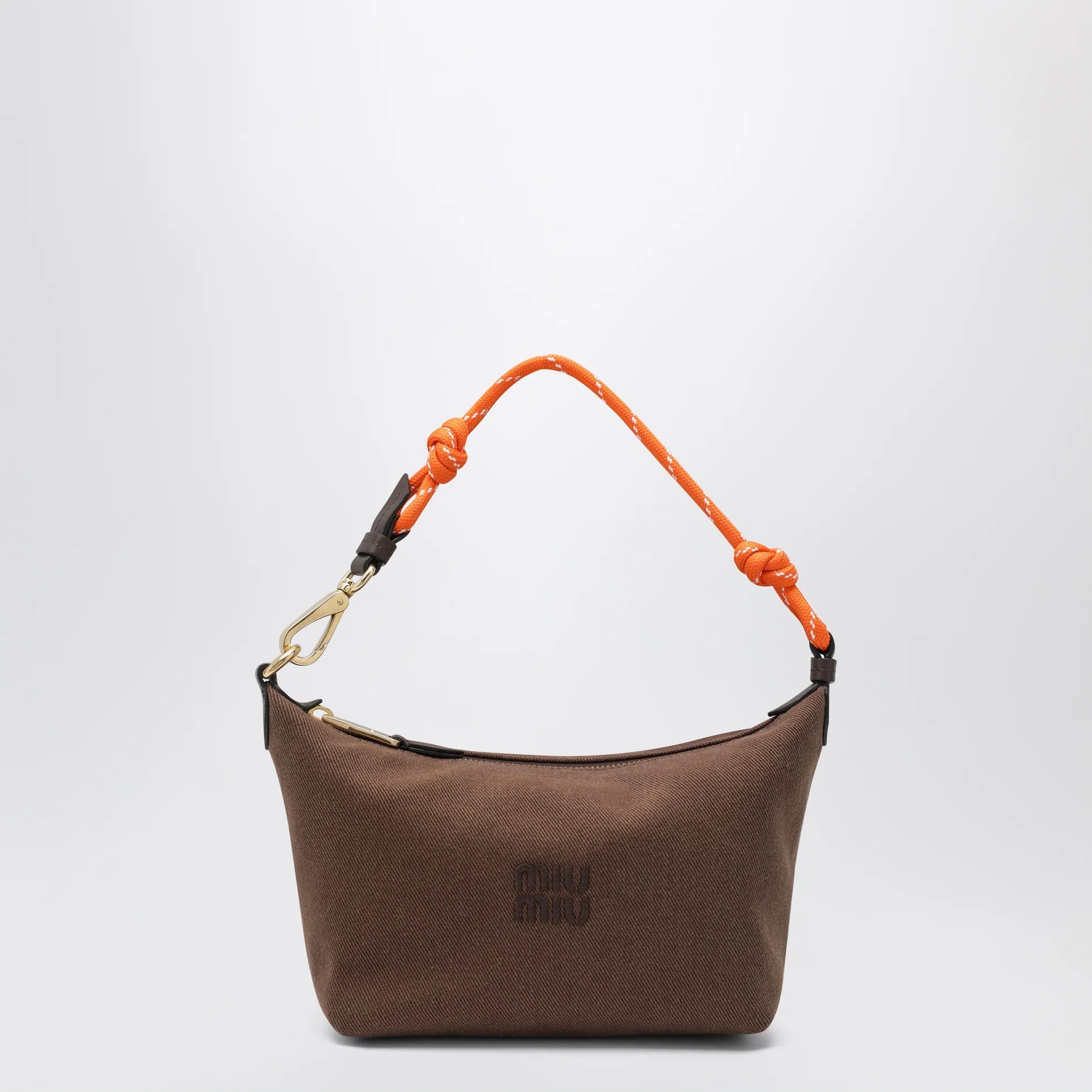 1FF0918-169 [MIU MIU] Gabardine 斜紋布小袋 可可色/橙色 #5NE8412IA7 (EU)
