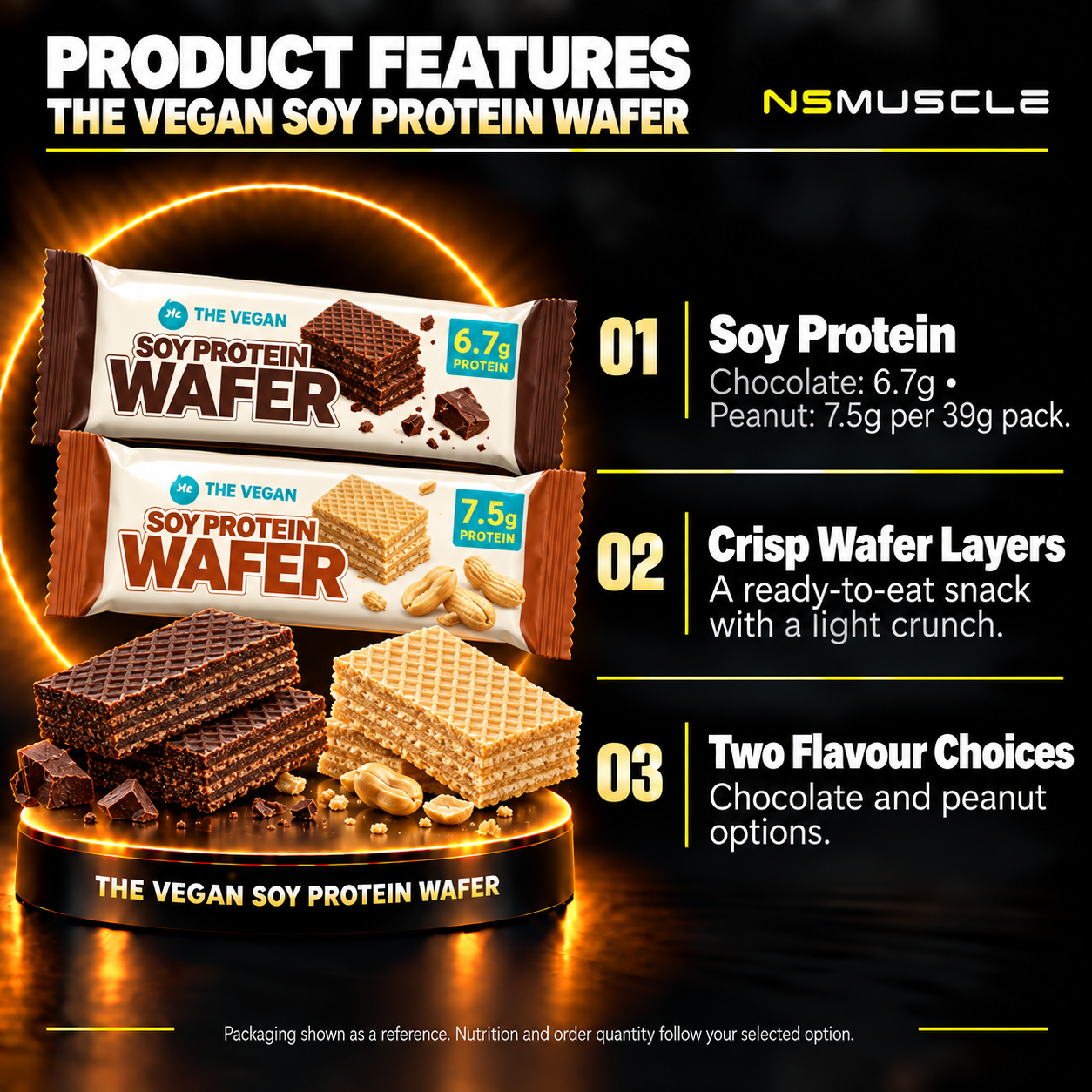 THE VEGAN soy protein wafer features en features