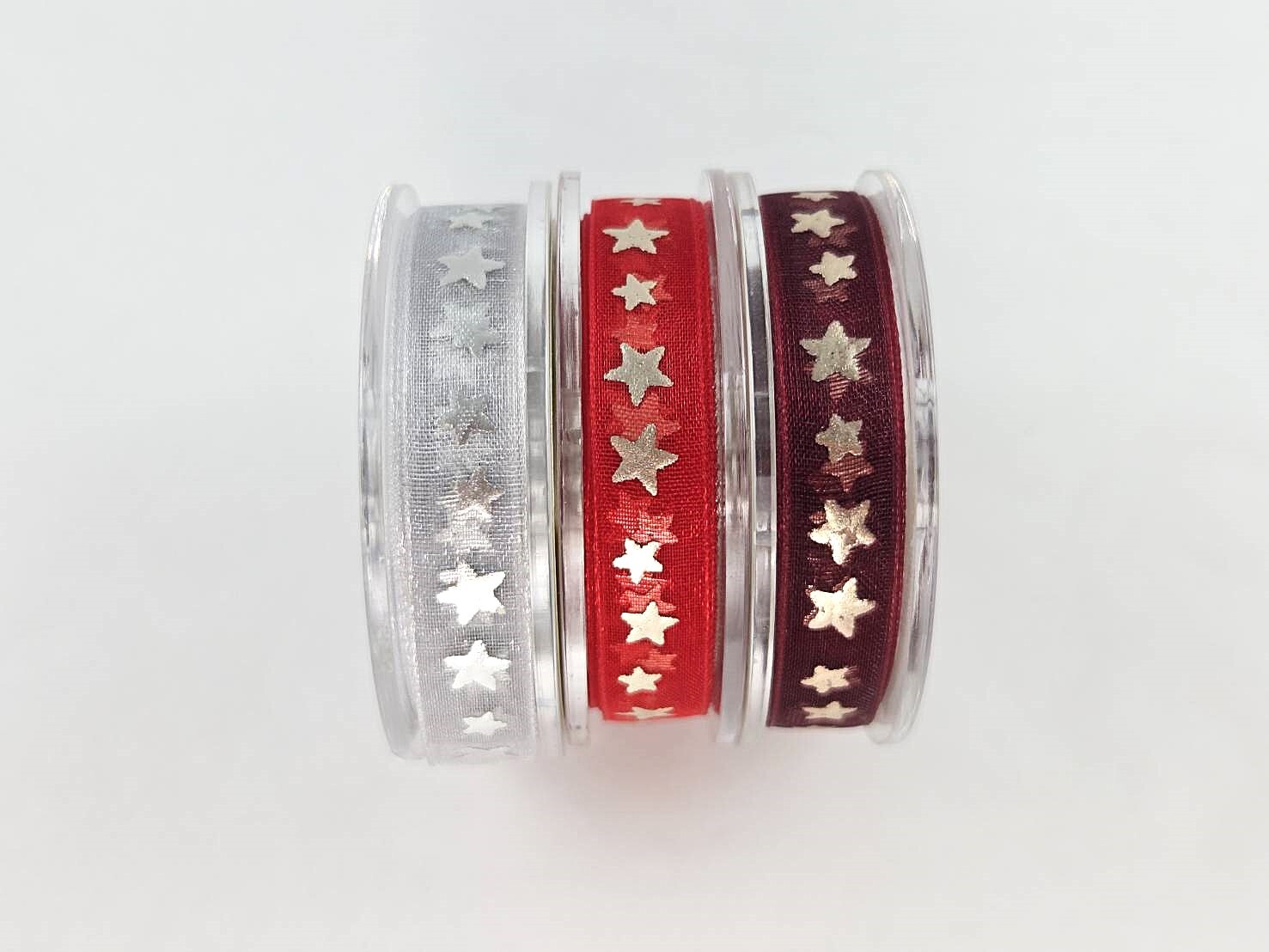 Organza with puff golden stars/10mm