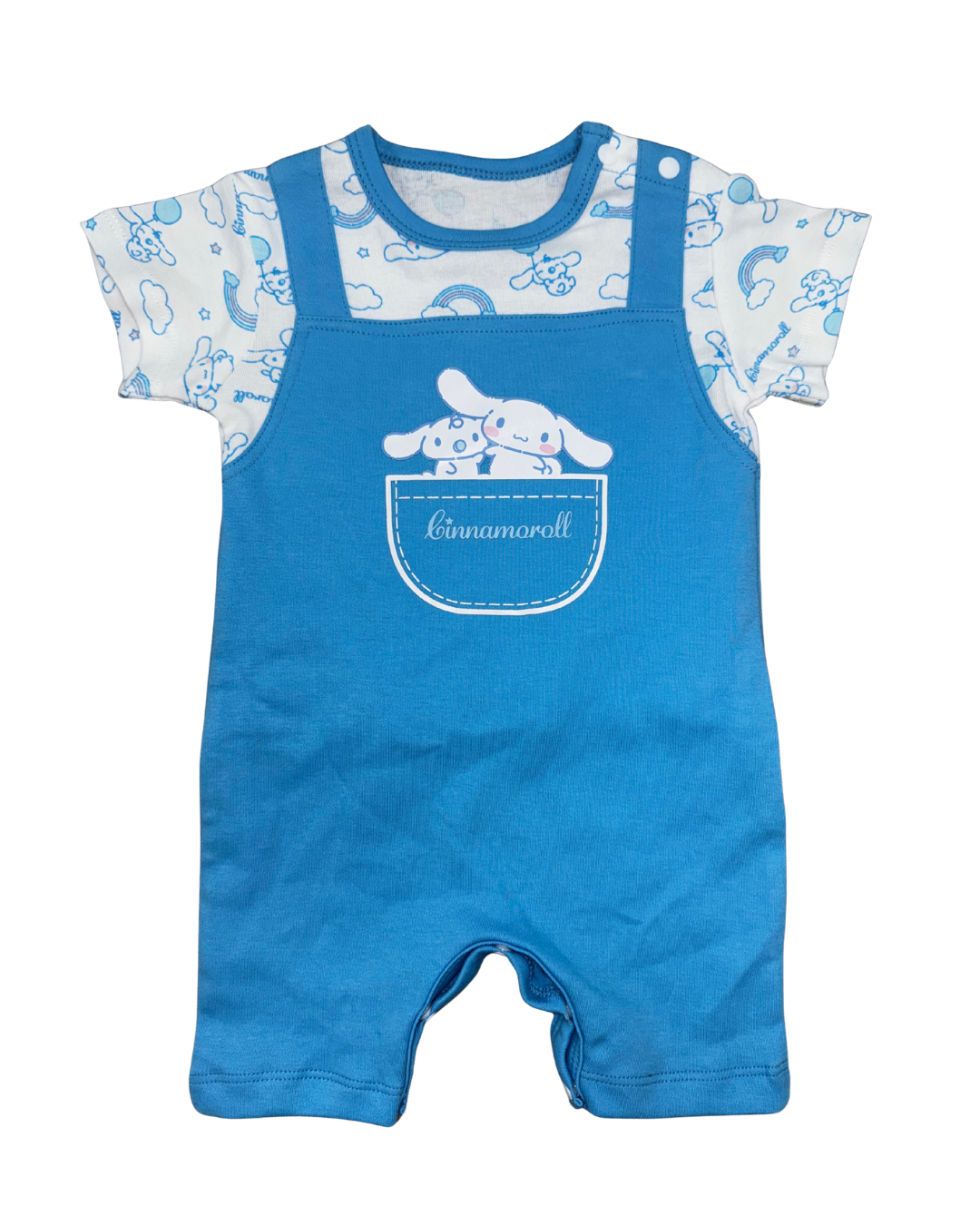 【Petit House】Newborn Collection：Cinnamoroll Fake Two-Piece Light Blue Overalls Baby Bodysuit Romper