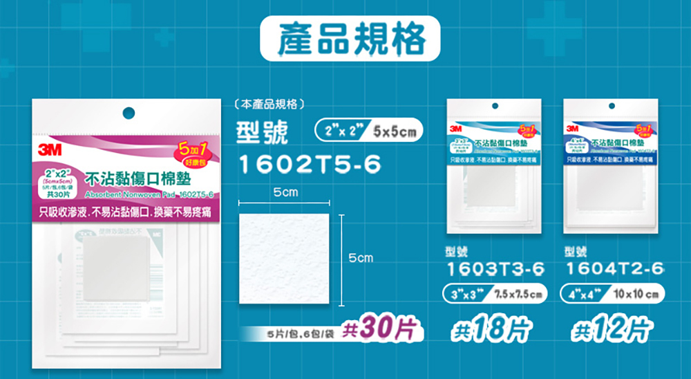 3M 不沾黏傷口棉墊3吋*3吋 18片